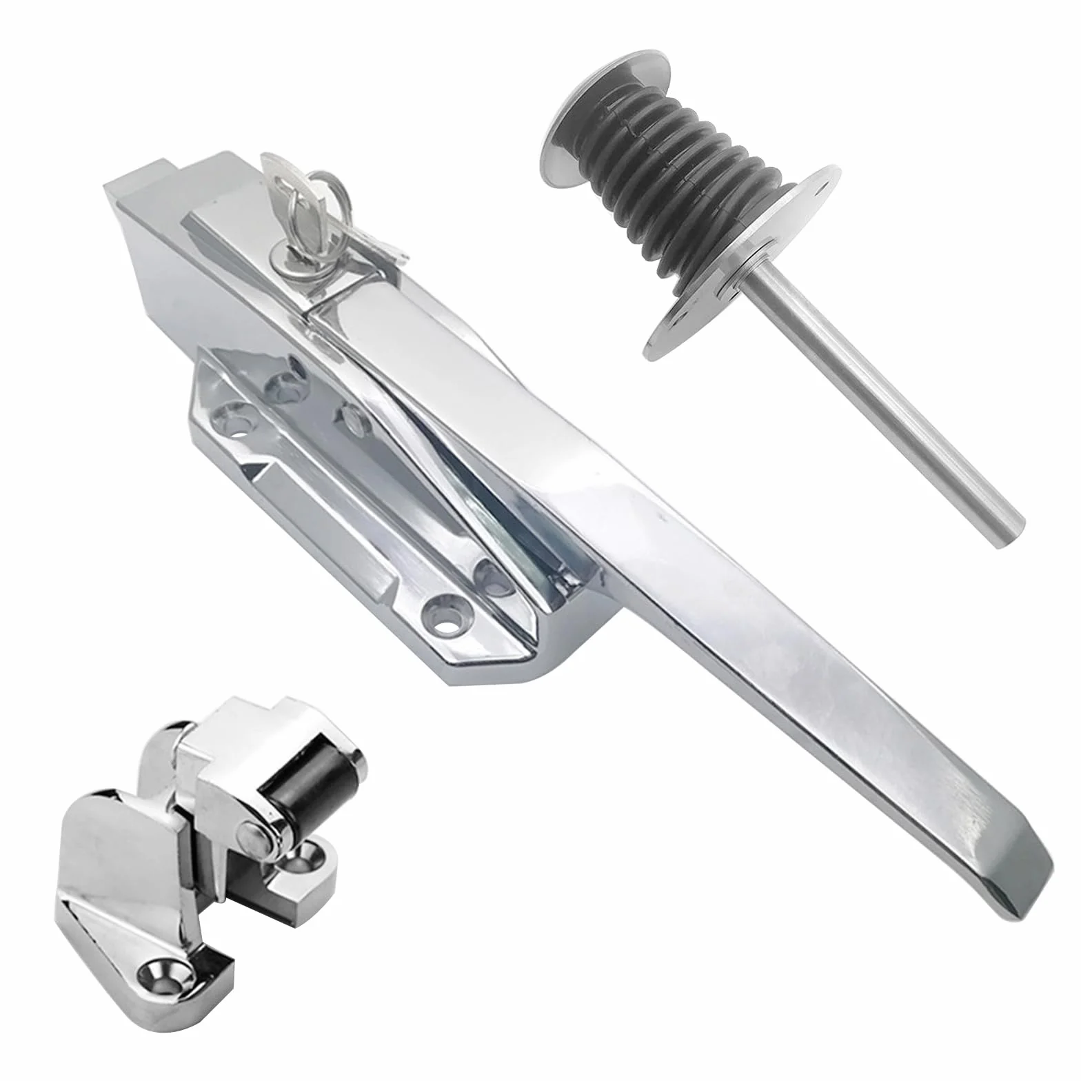Manija de puerta de congelador, perno de carga de resorte ajustable, mango de refrigerador, juego de bloqueo completo, tiradores de puerta (1/8 en 1/4 in(Flush))