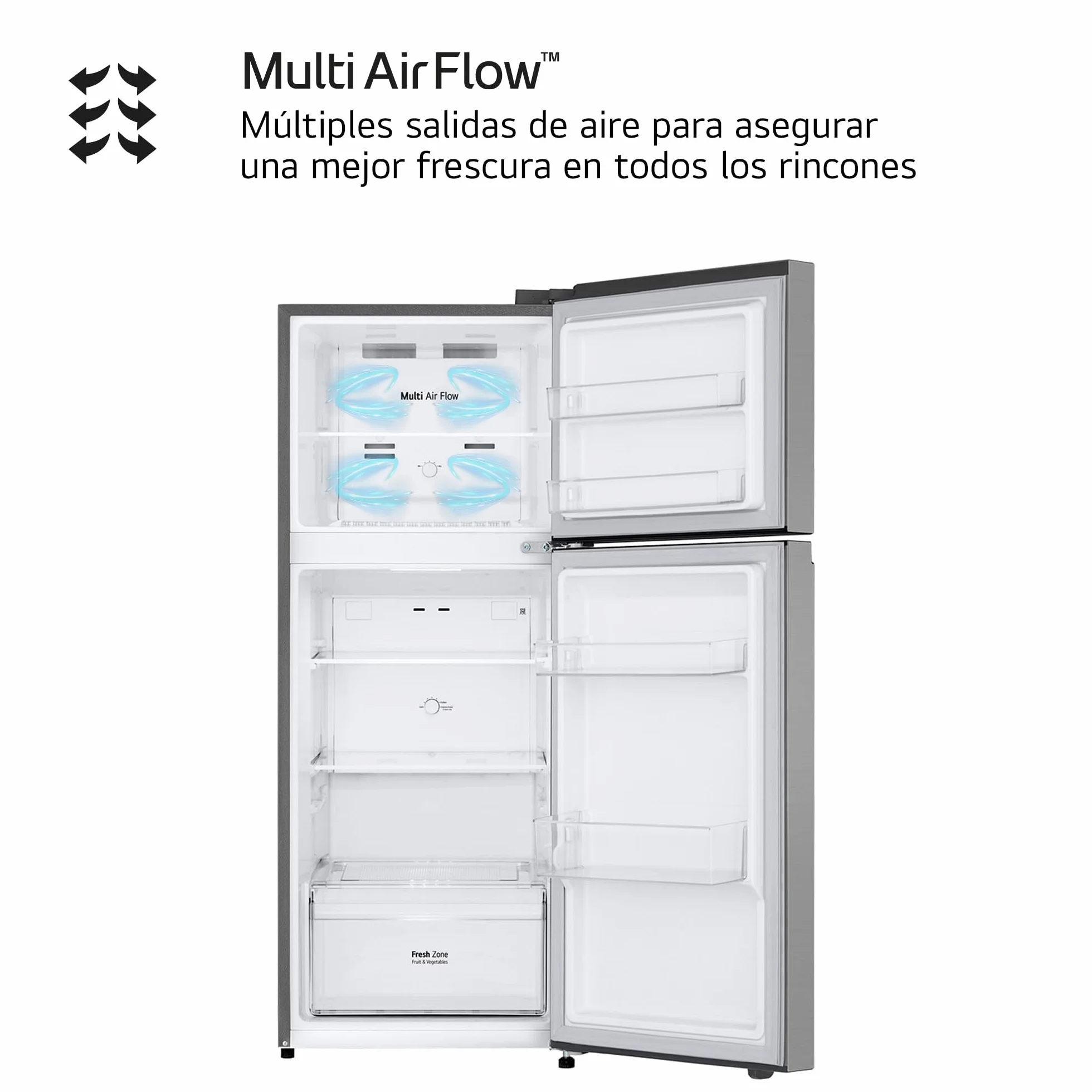LG GTBV22PYNJ - Frigorífico Dos Puertas Total No Frost, 1,45m, Clasificación E, Inox antihuellas