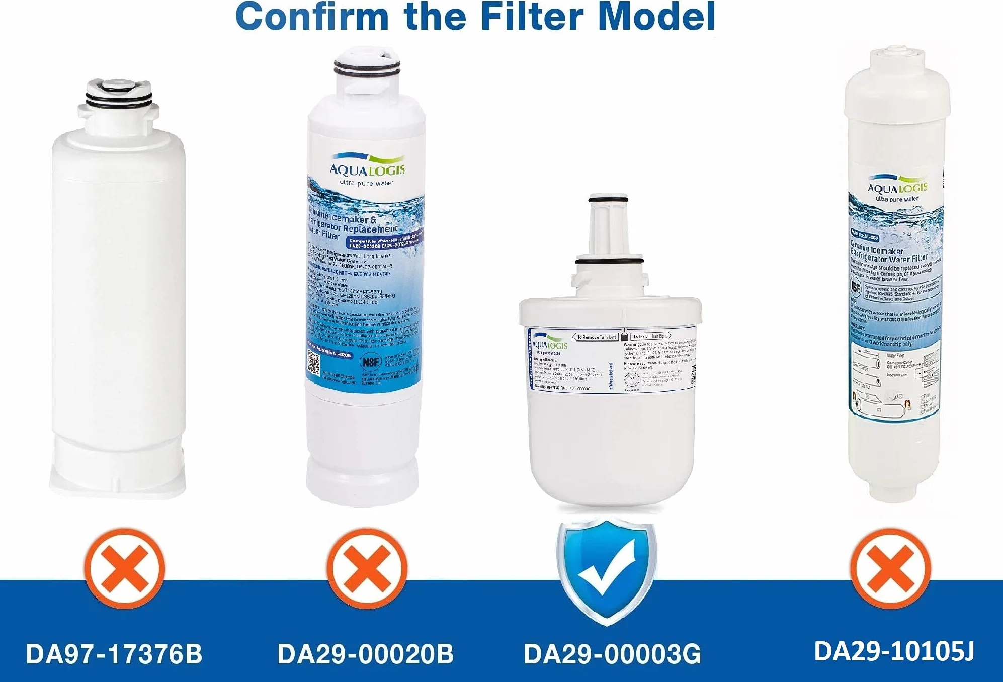 2 filtros compatibles AL-093F sustituye a SAMSUNG Aqua-Pure Plus DA29-00003F / DA29-00003G - (modelo antiguo) DA29-00003A / DA29-00003B / filtros de nevera