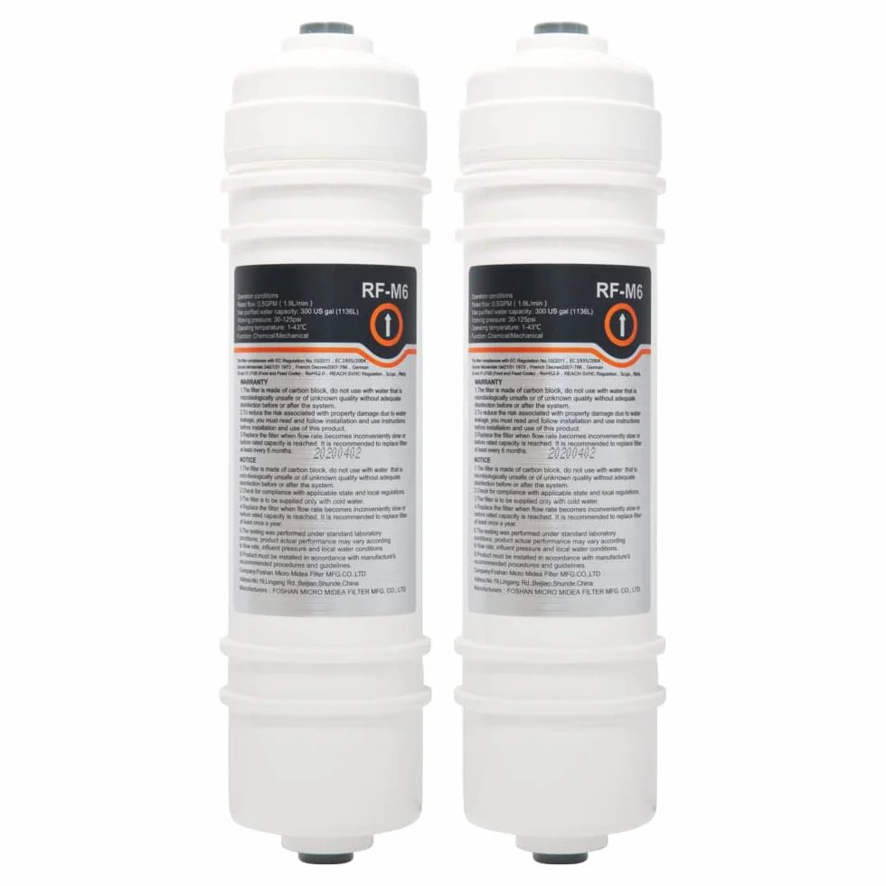 RF-M6 filtro de agua | 2x Filtro externo para frigoríficos compatible con Midea, Comfee, Hanseatic, Teka Side by Side