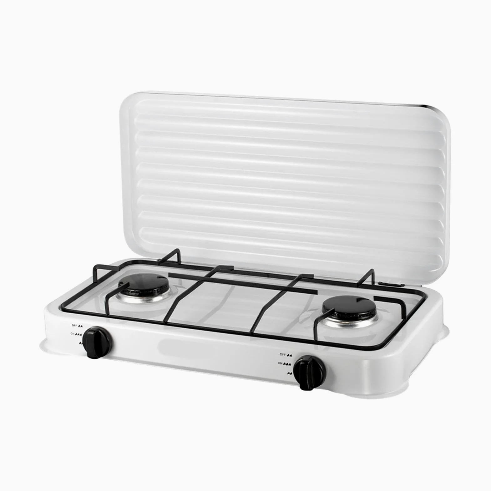 Placa de Gas con Quemador Doble, Resistente Y Fácil de Usar, Compacta, de Acero Inoxidable, con Integrado. Adecuada para El Hogar, Camping