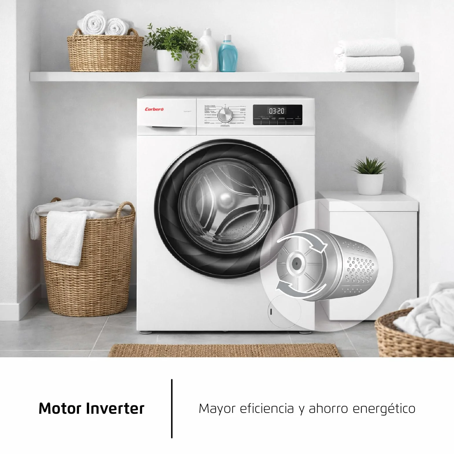 Corberó Lavadora Secadora Carga Frontal CLSH85VIN 8 kg 5 kg 1400 RPM Inverter Función Vapor Blanco