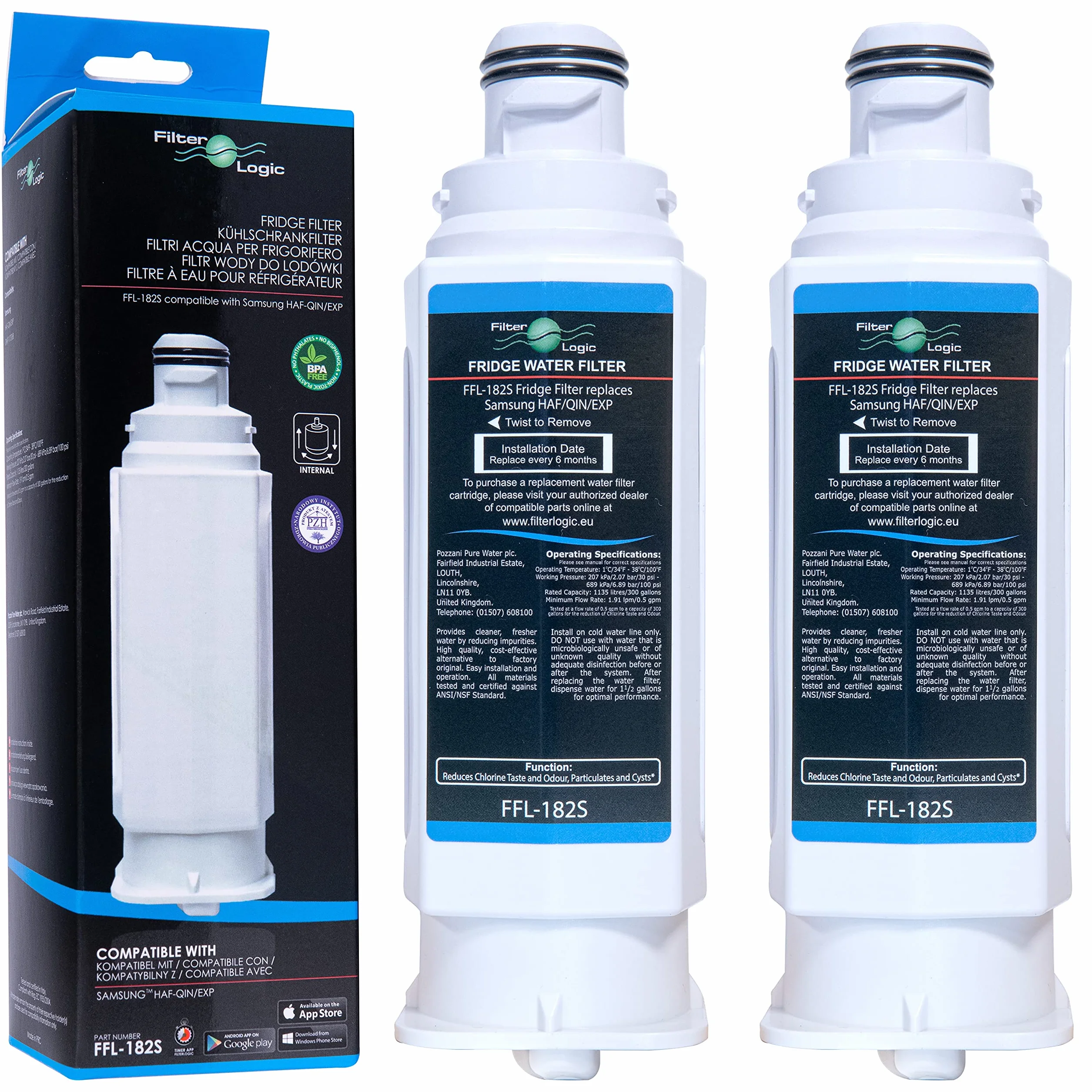 FilterLogic FFL-182S | 2x Filtro de agua compatible con Samsung HAF-QIN, HAF-QIN/EXP, HAFQIN, DA97-17376B para sistema de frigorífico DA97-08006C