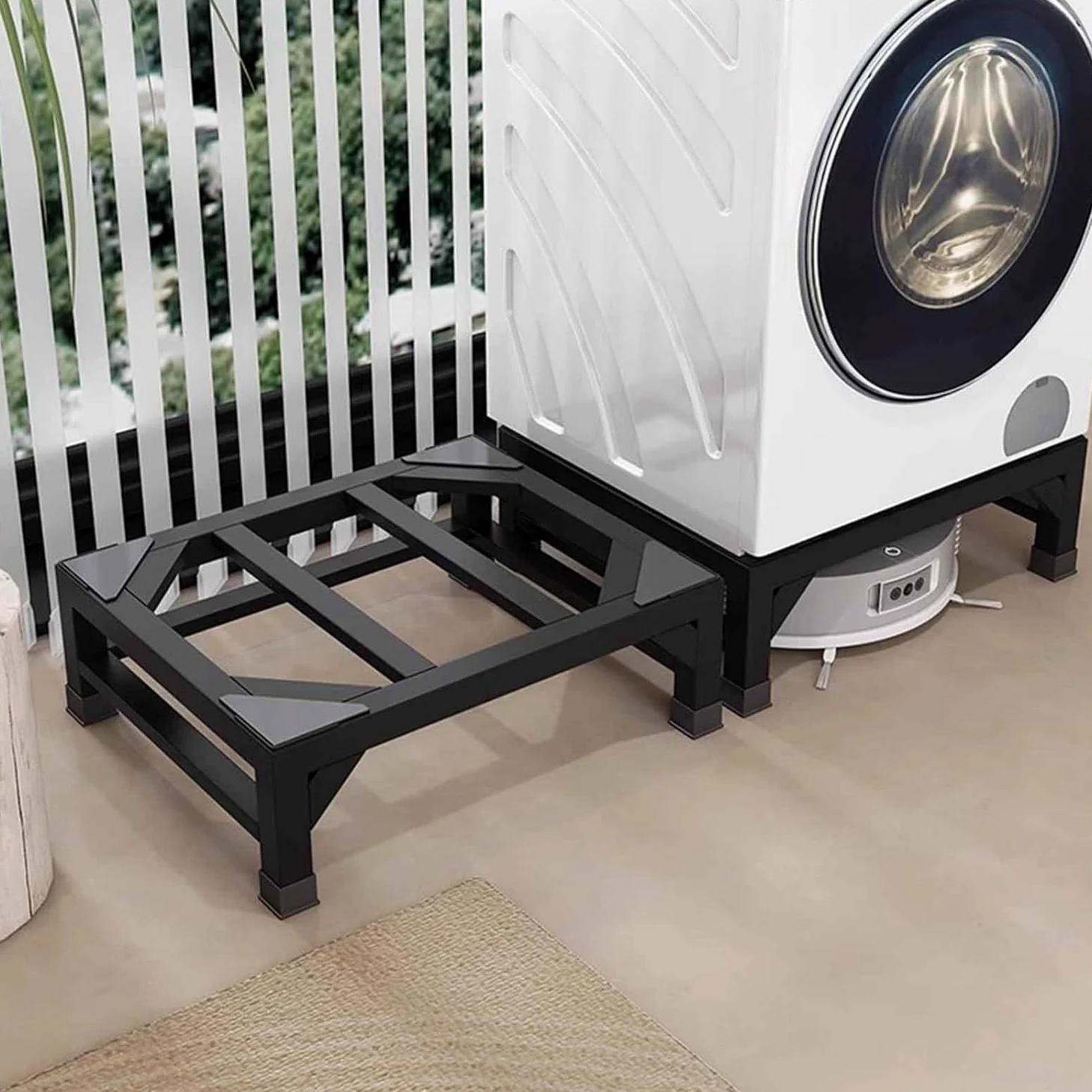 Soporte de nevera resistente y pedestal para lavadora y secadora, base universal resistente con 4 pies, ajustable para uso doméstico, 56 x 56 x 30 cm, 50 x 50 x 40 cm