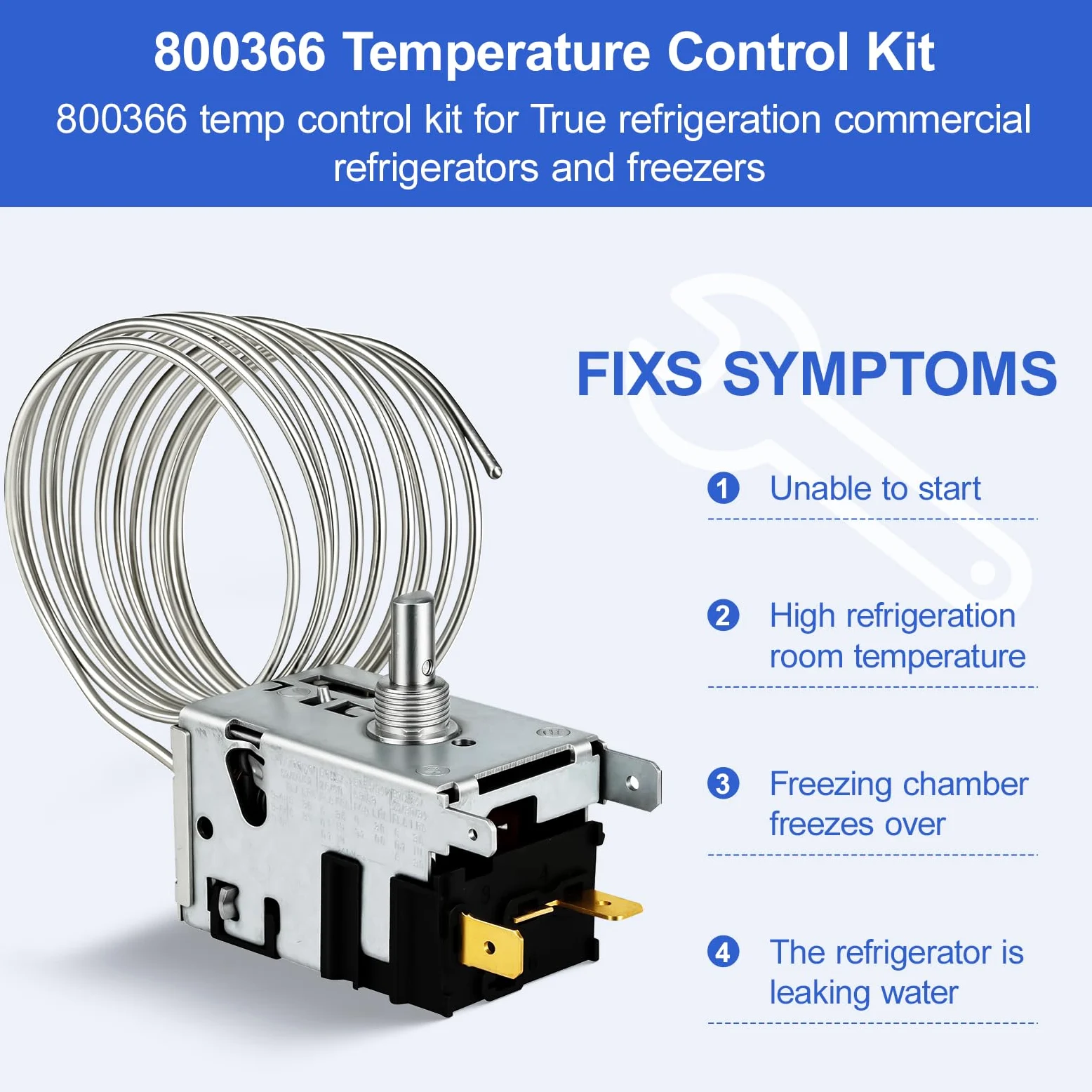 Kit de control de temperatura 800366 actualizado 2026 que se adapta a la refrigeración verdadera, reemplaza 077B6806, 077B7172, 98806 - Termostato de detección de bobina de 76 pulgadas