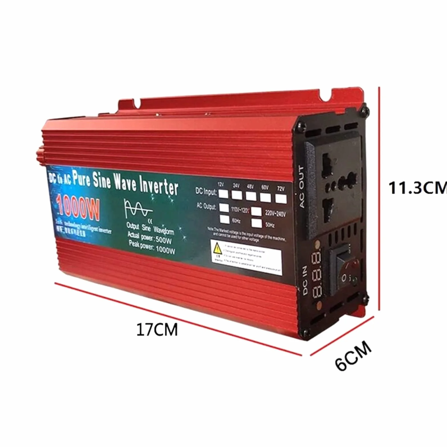 Inversor de Corriente, Inversor de onda sinusoidal pura DC 12v / 24v 1000W 1600W 2000W 3000W Convertidor de banco de energía portátil Inversor solar(3000W 24V,50HZ_1)