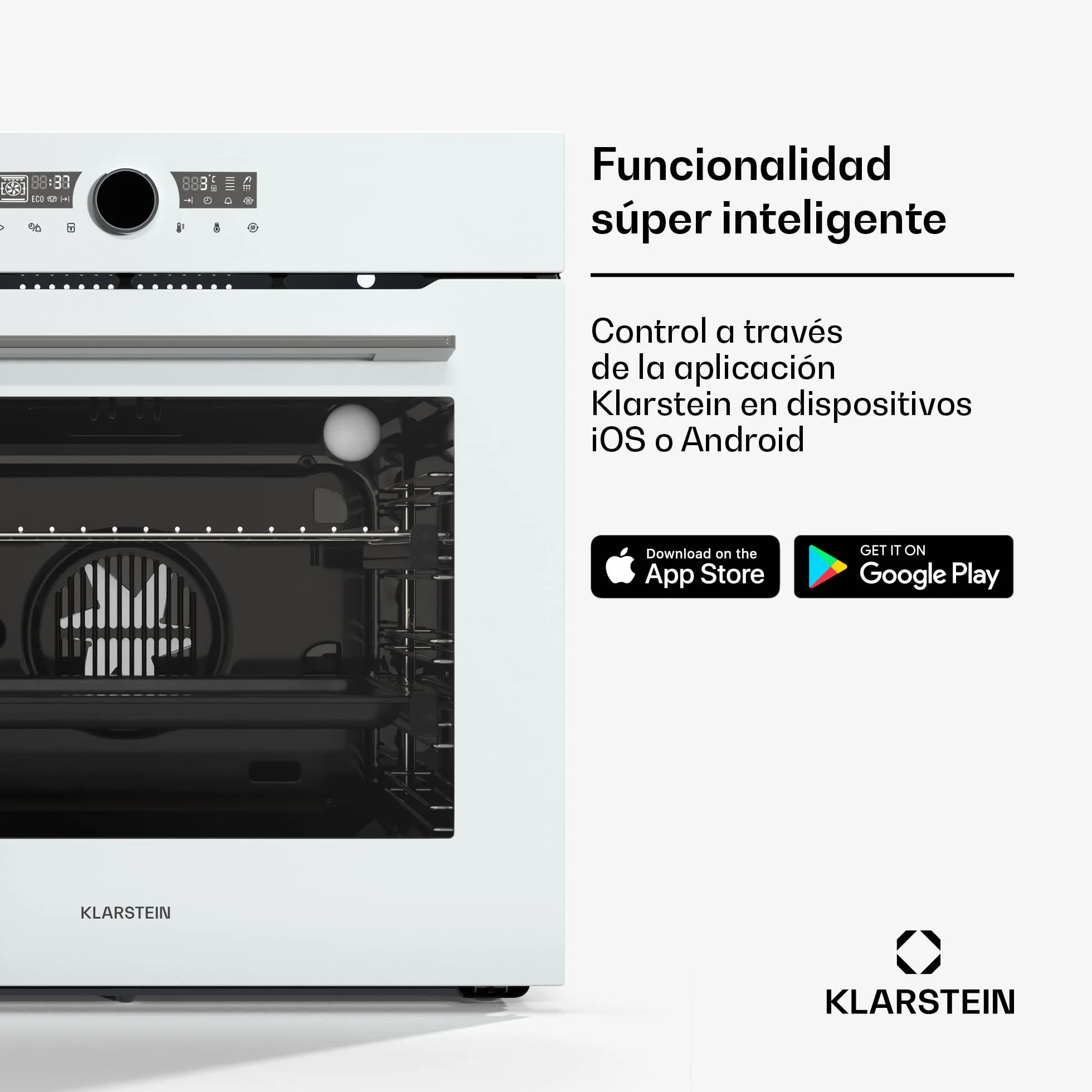 Klarstein Illuminosa Smart Horno Eléctrico Empotrable - 73L, 11 Funciones, Control Wifi, Eficiencia Energética A+, Puerta de Triple Acristalamiento, Horno Multifunción Integrable