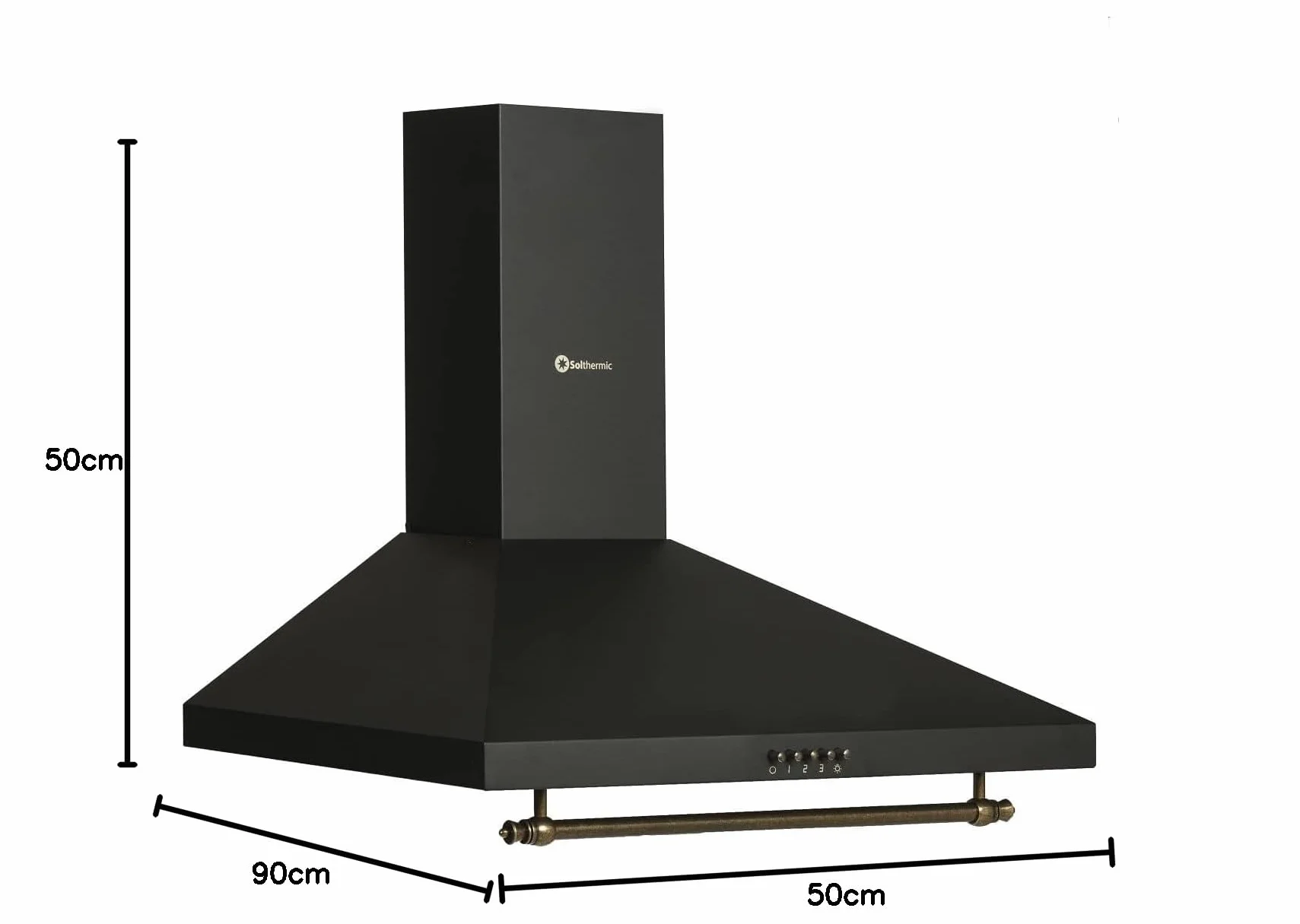 SOLTHERMIC PACK 3 EN 1 NEGRO RUSTICO ACABADOS DORADOS F5S04E3RB TODA ELECTRICA 50 CM + CAMPANA DECORATIVA DE 60 CM H60PR + frigorifico RETRO 2P