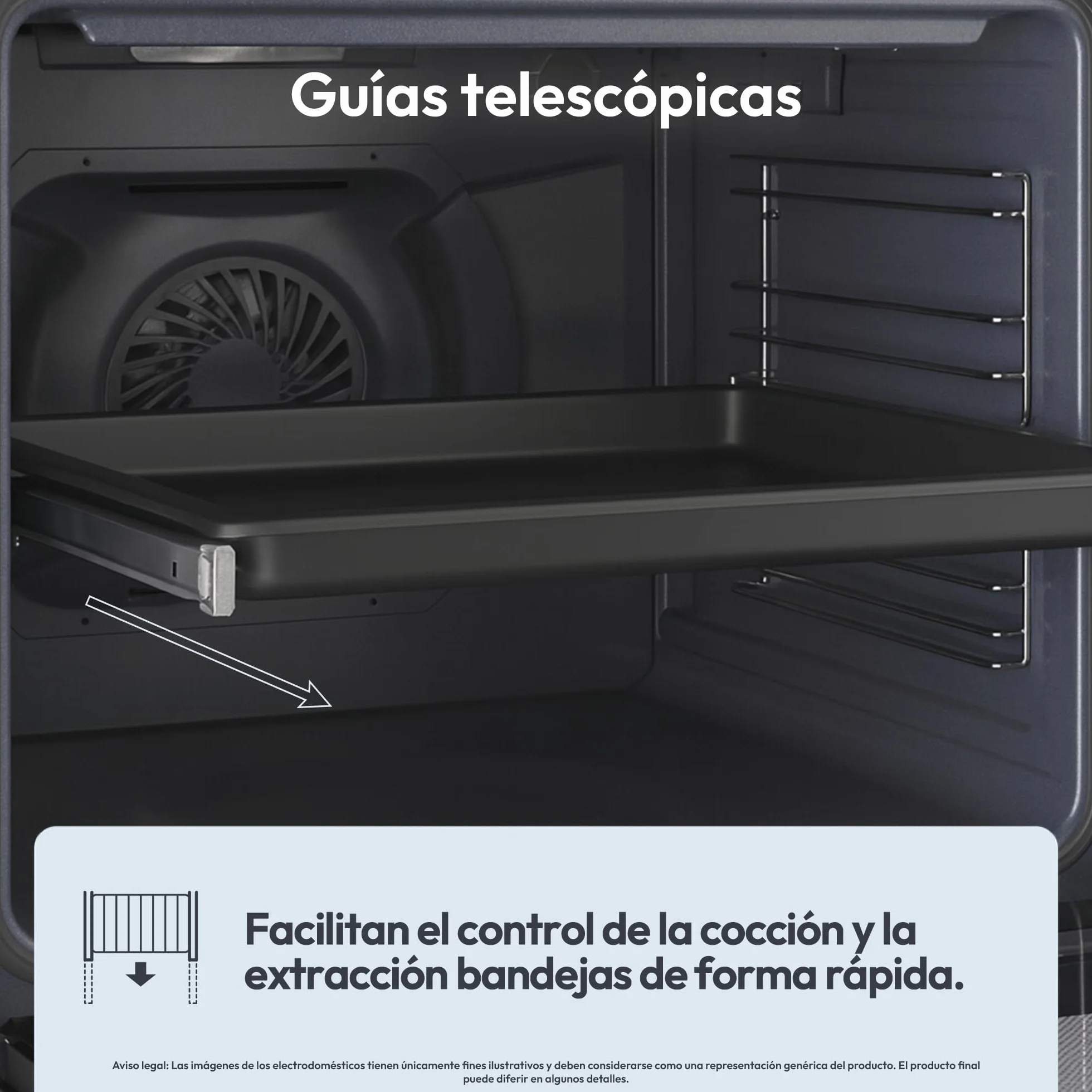 Candy Idea FIDC X625 L, Horno Multifunción, 70L, Limpieza Aquactiva, 1 Bandeja y 2 Rejillas, Guía Telescópica, 8 Funciones, Display Timer Touch, Mandos Push&Pull, Puerta 2 Cristales, Inox y Negro
