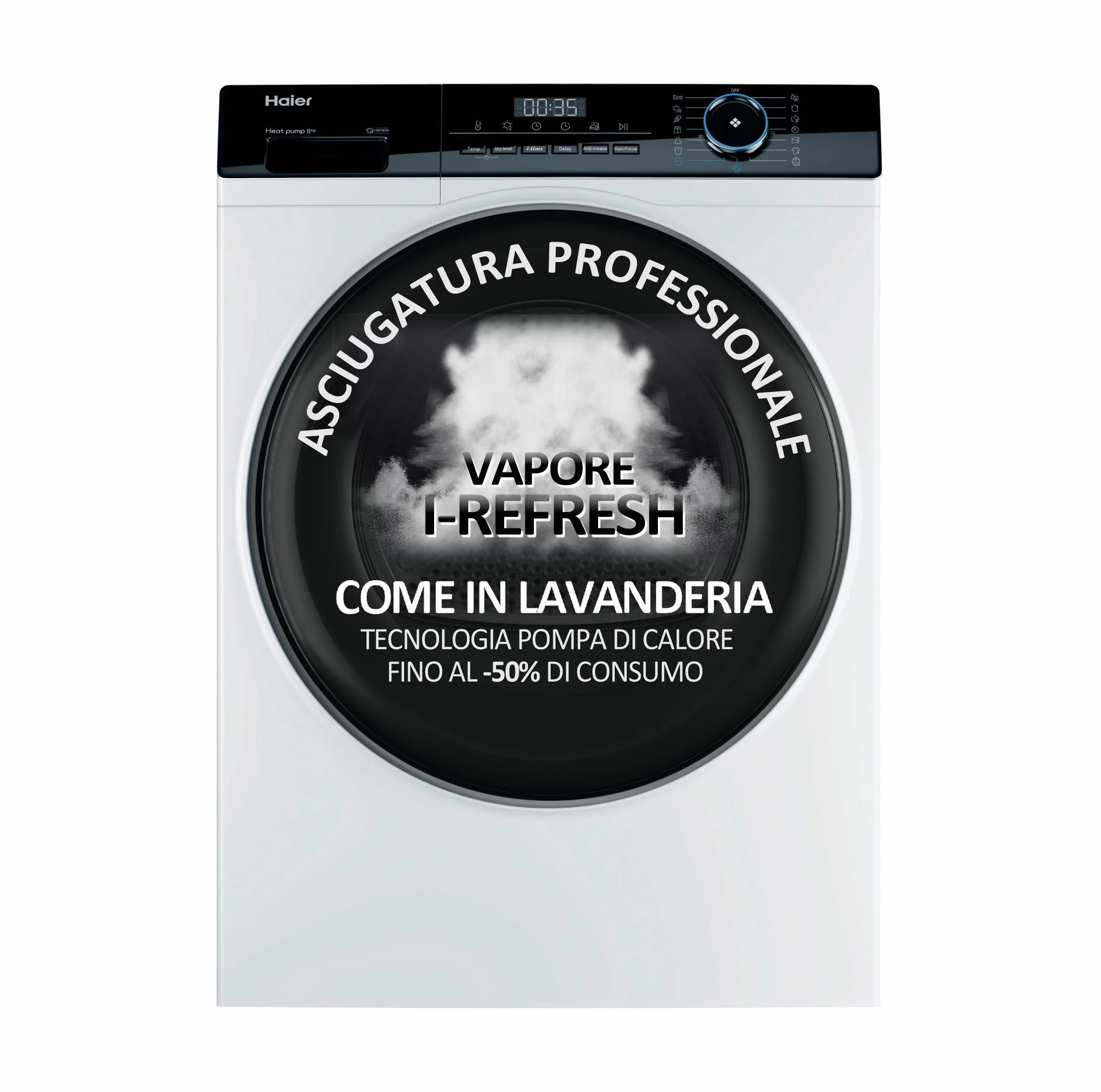 Haier I-Pro Serie 3, secadora 9 kg, instalación libre, clase A ++, vapor, inicio retrasado, I-Time, blanco, 85 x 59,5 x 66,5 cm – HD80-A2939-S