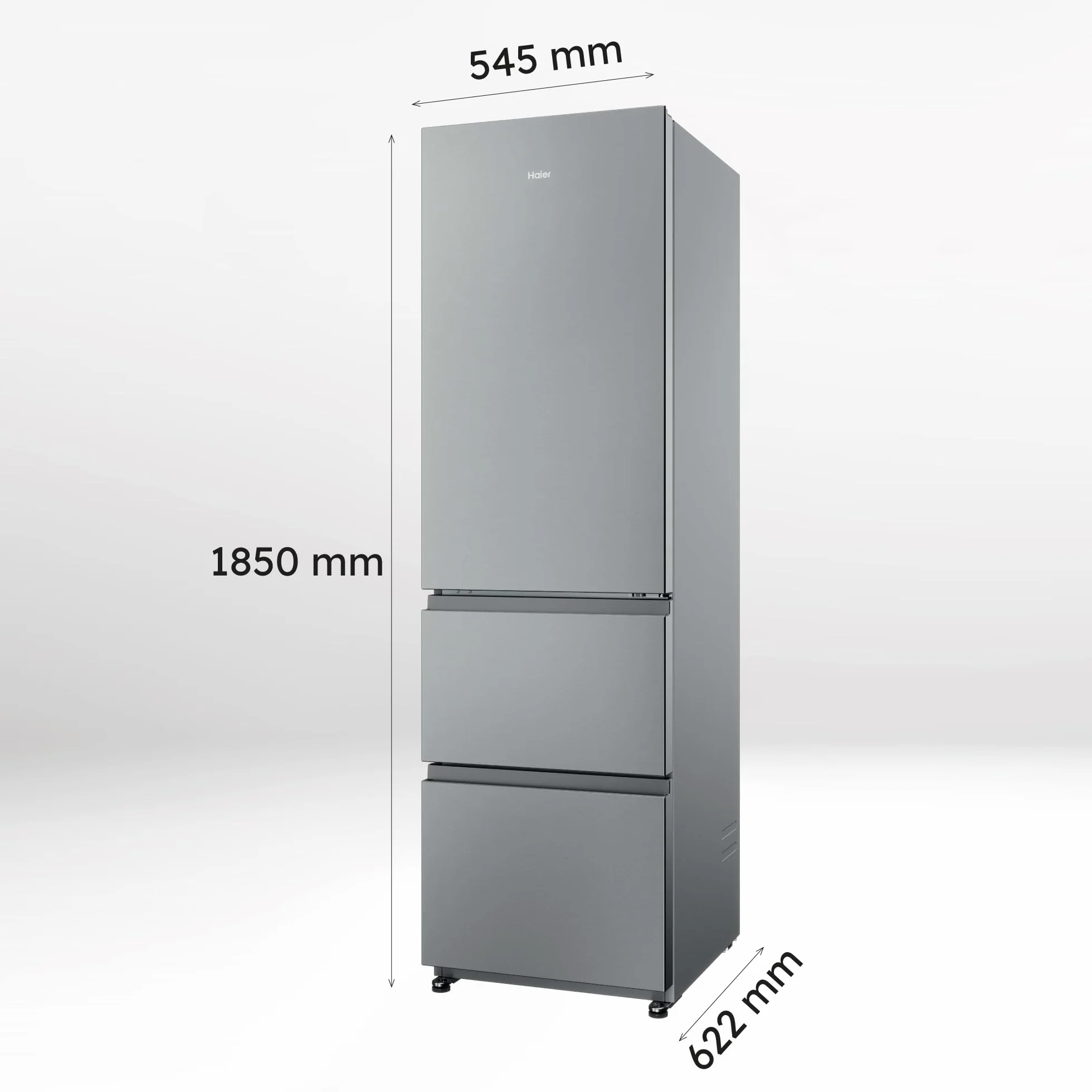 Haier Frigorífico Combi 3D 55 Series 3 HTR3518ENMX 303L Total No Frost Motor Inverter Inox