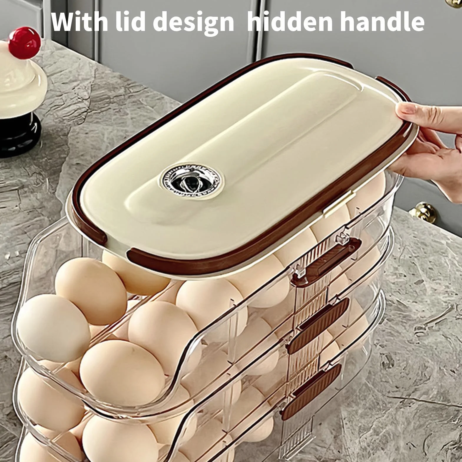 Rejilla para huevos, soporte para huevos con ruedas | Almacenamiento de huevos apilable para frigorífico,Organizador estable de huevos para nevera, dispensador de huevos que ahorra espacio para almace