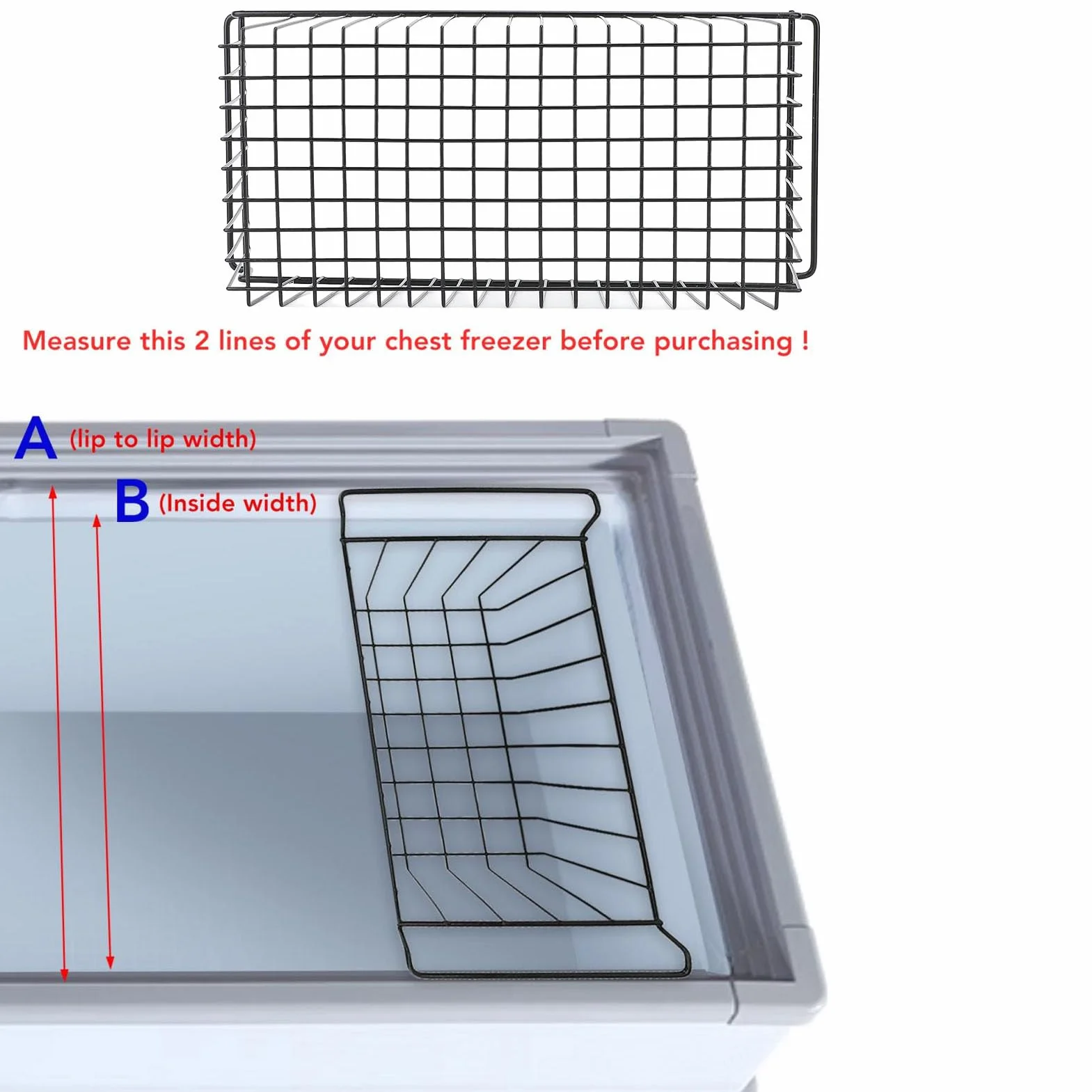 TOPINCN 2 Contenedores Organizadores para Congelador, Cesta de Almacenamiento para Congelador Apilable, Divisor de Almacenamiento de Alambre de Metal para (Largo 70 cm x ancho 30 cm x