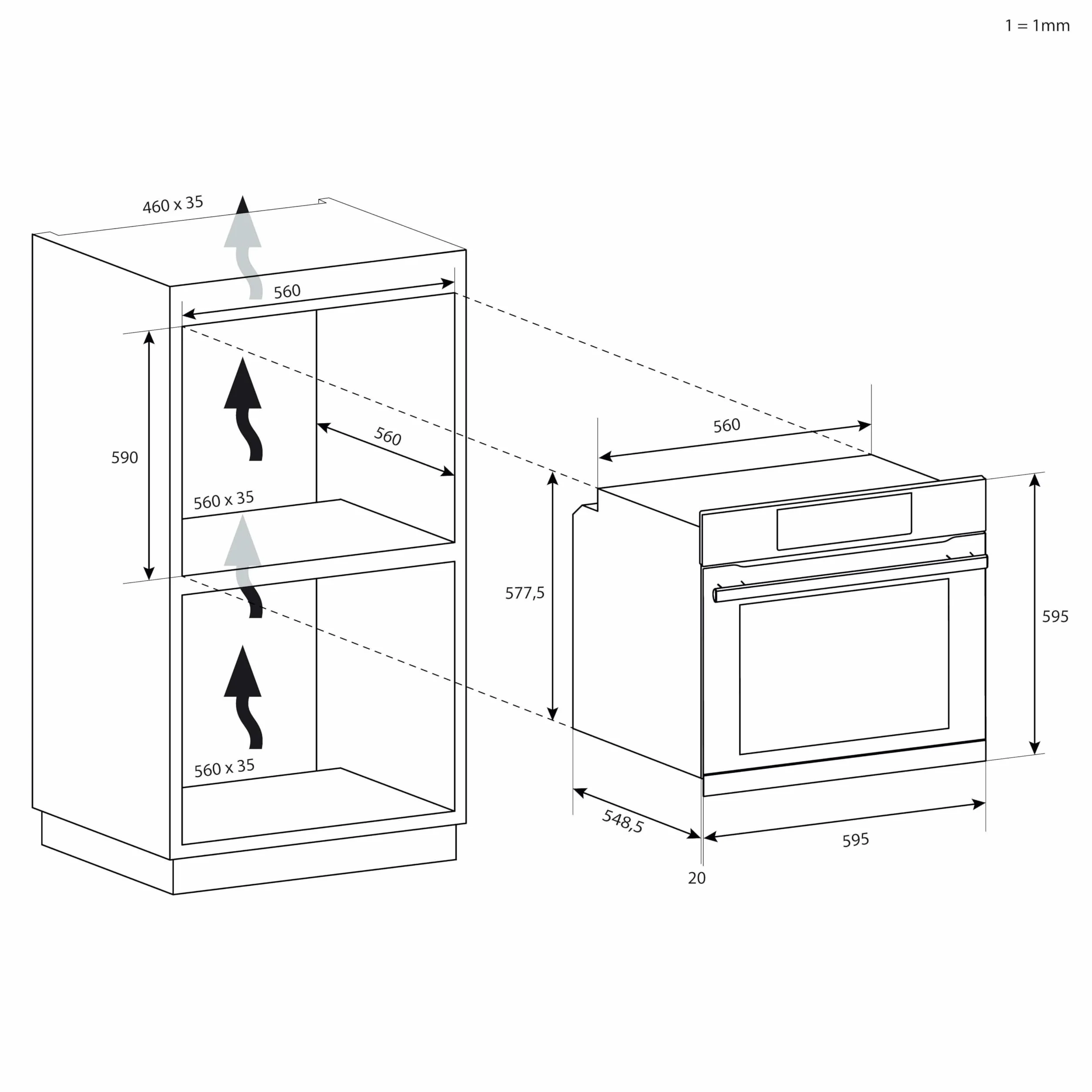 Candy Idea FIDC N100 Horno Eléctrico 70L 4 Funciones Limpieza Aquactiva Puerta Doble Cristal Negro