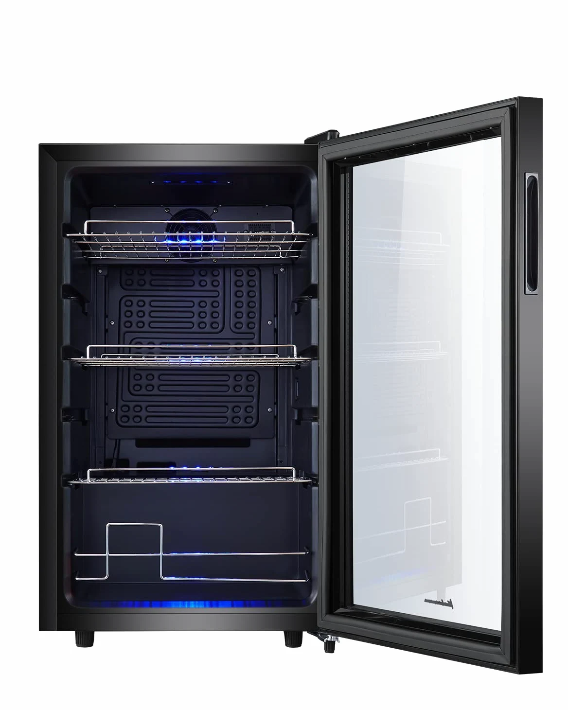 Kalamera KRC-68GE Refrigerador para bebidas, nevera pequeña para botellas con panel de control táctil, zona de enfriamiento de 3-18 °C, nevera de cerveza, 68 litros, 38 dB, luz interior LED azul