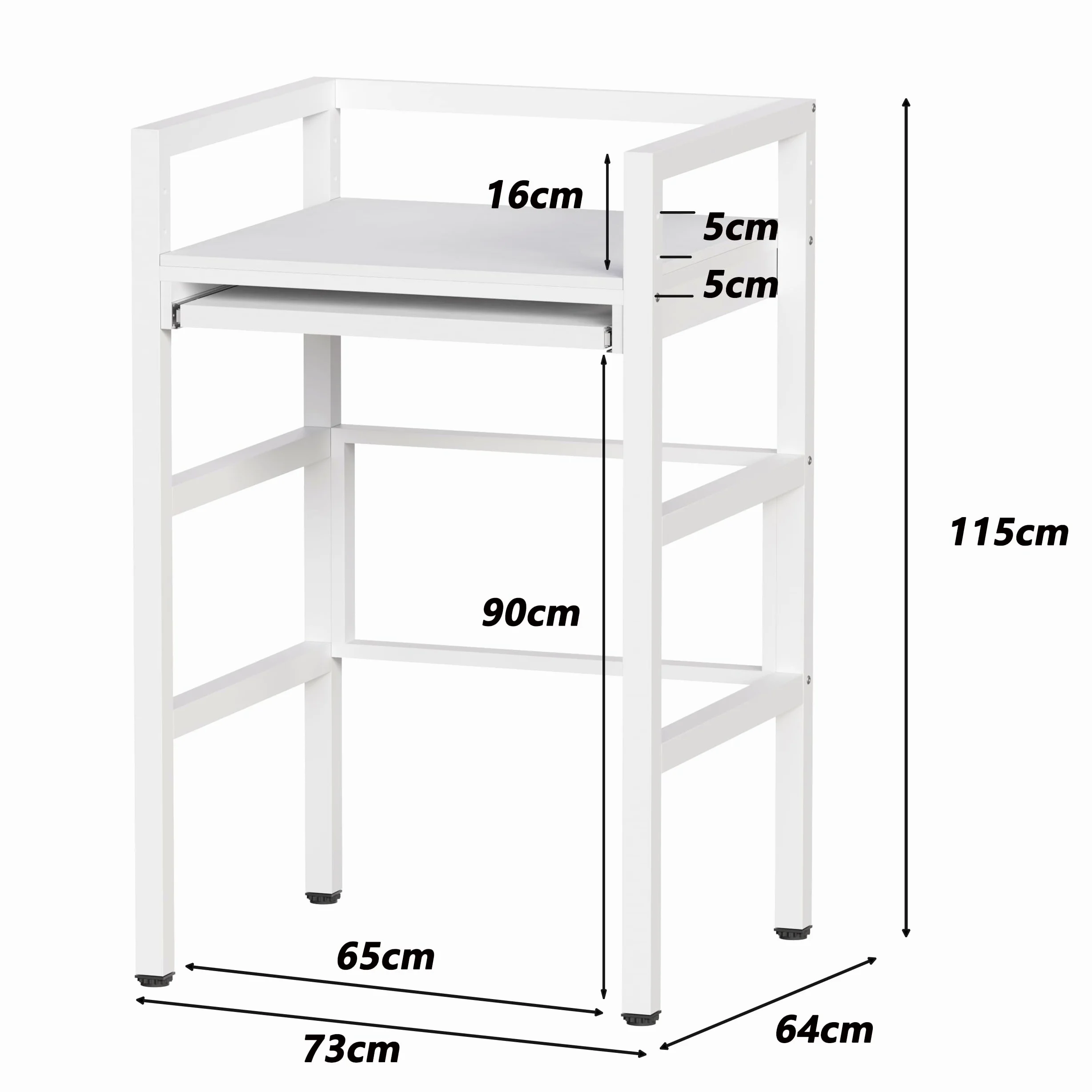 MSFE Estantería Lavadora con Tablero de Estante, Soporte de Altura Ajustable para Secadora,Universal Kit de Soporte Secadora sobre Lavadora, Capacidad de Carga 350kg,73*64*115cm,Producto Patentado