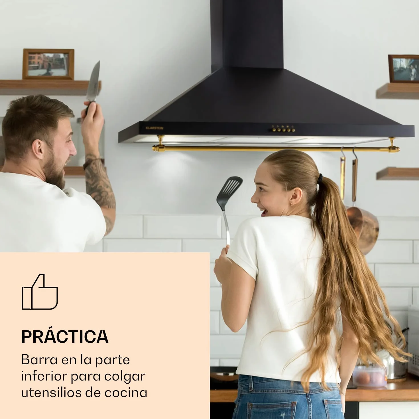 Klarstein Campana Extractora Decorativa 90 cm con Luces LED, Extractor Cocina Flujo Aire 591.5m³/h, Campanas Extractoras Acero, Extractores para Cocina con Filtros Anti Grasa con Bajo Consumo