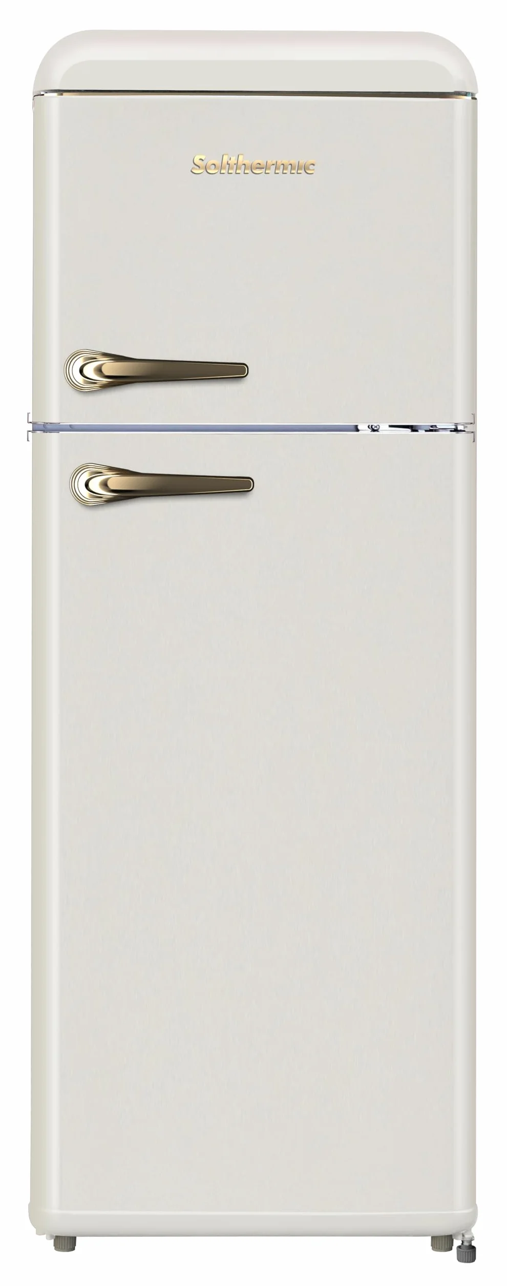 SOLTHERMIC FRIGORIFICO 2 PUERTAS CREMA RETRO TIRADORES DORADOS F2PR147C 220 LITROS, 147 CM ALTO X 55 ANCHO, BAJO CONSUMO Y SILENCIOSO