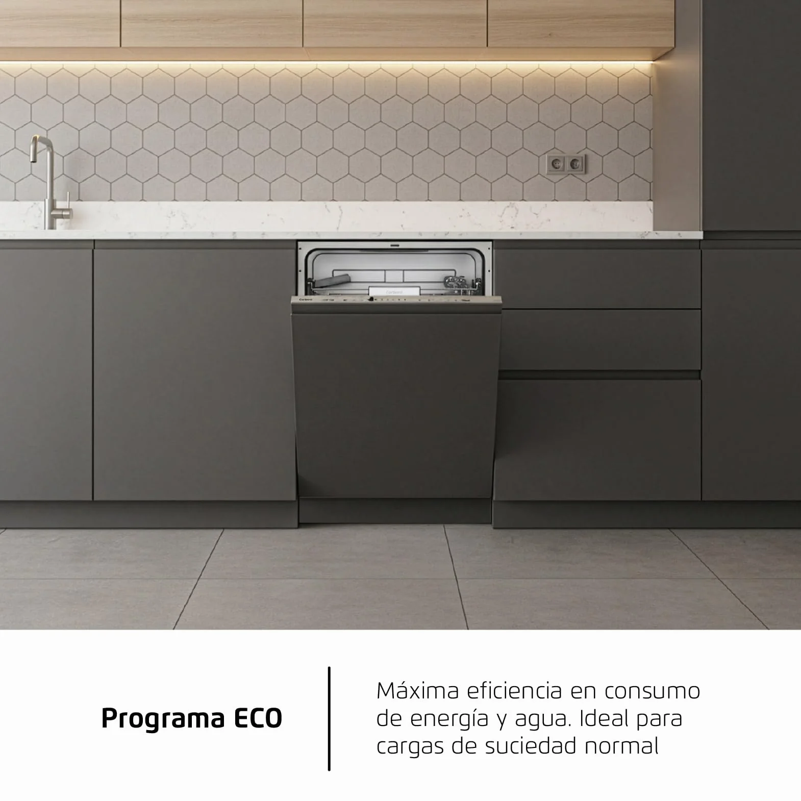 Corberó - Lavavajillas integrable 60 cm | CLVM8626I | 13 cubiertos | 6 programas | Tercera bandeja mini | Función ECO| Media Carga| Función 3 en 1 | Auto Apertura | Inox