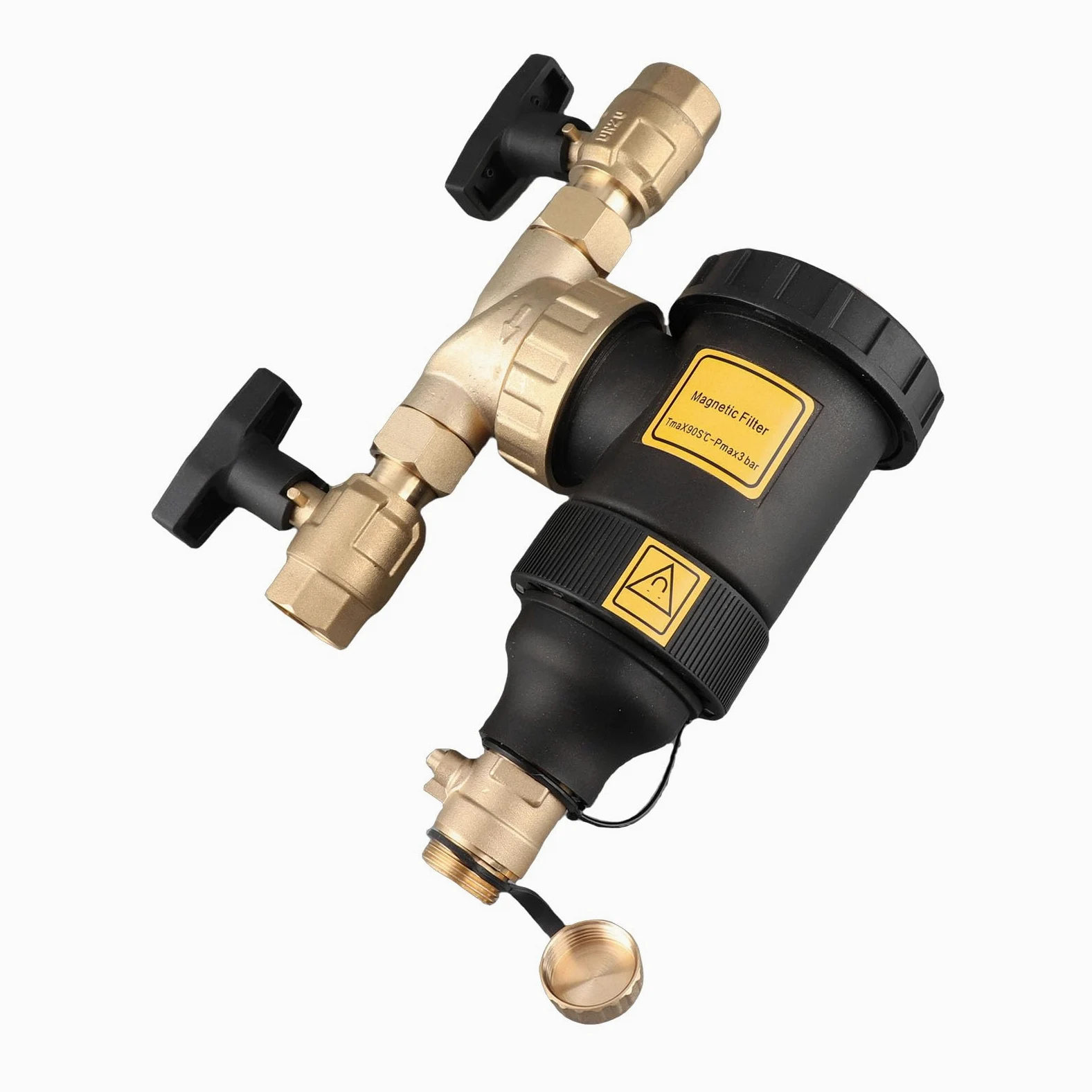 Filtro Magnético para Caldera, Conector de Latón de 3/4 de Pulgada, Filtro de Precisión de Filtrado de 5 M con Divisor Magnético y Válvula de Drenaje de Manguera, Ideal para Sistemas de