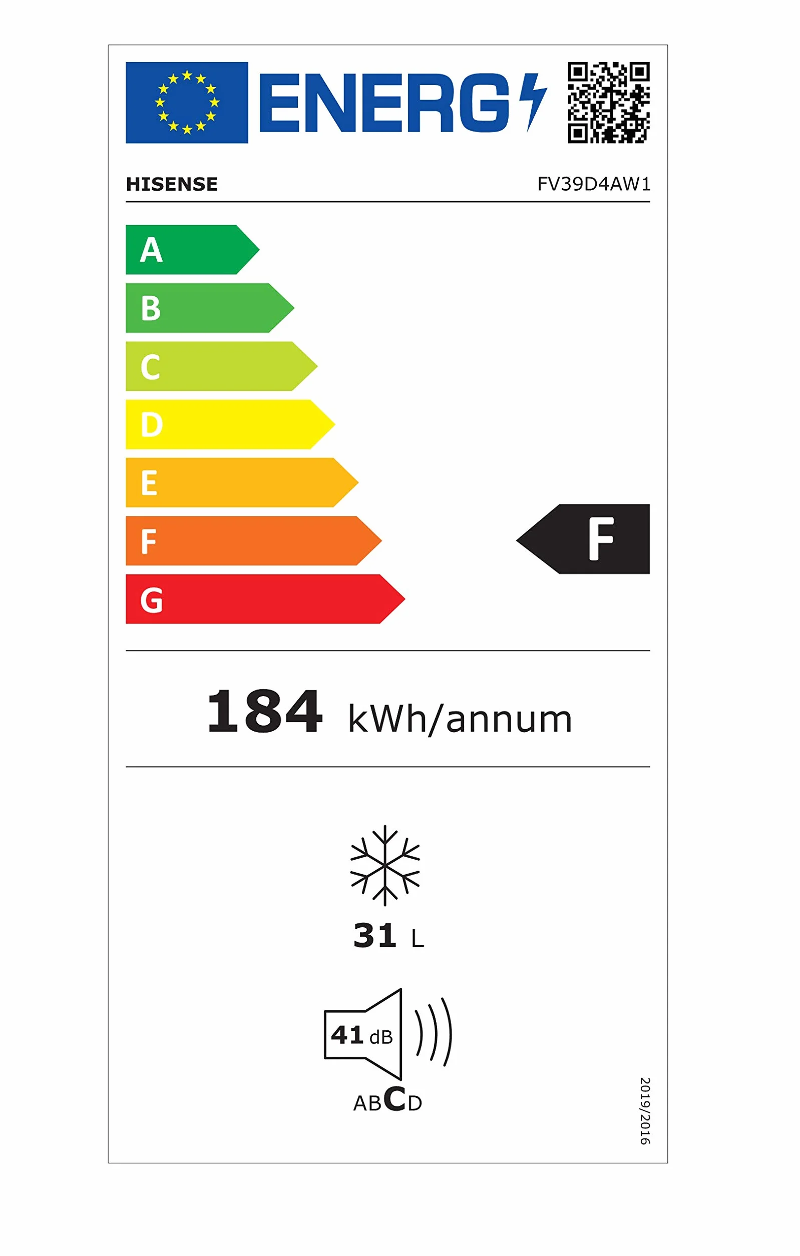 Hisense FV39D4AW1 Mini Freezer Box, 47 x 43,9 x 51 cm, 30 litros, 40 decibelios