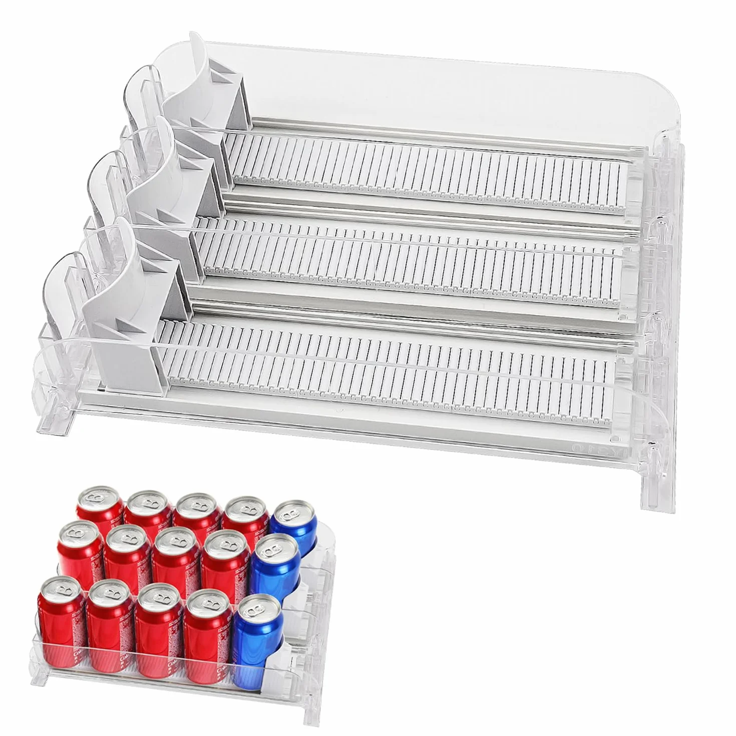 Dispensador de Latas para Frigorifico Automático de Ancho Ajustable, Organizador para Nevera, Congeladores y Armarios