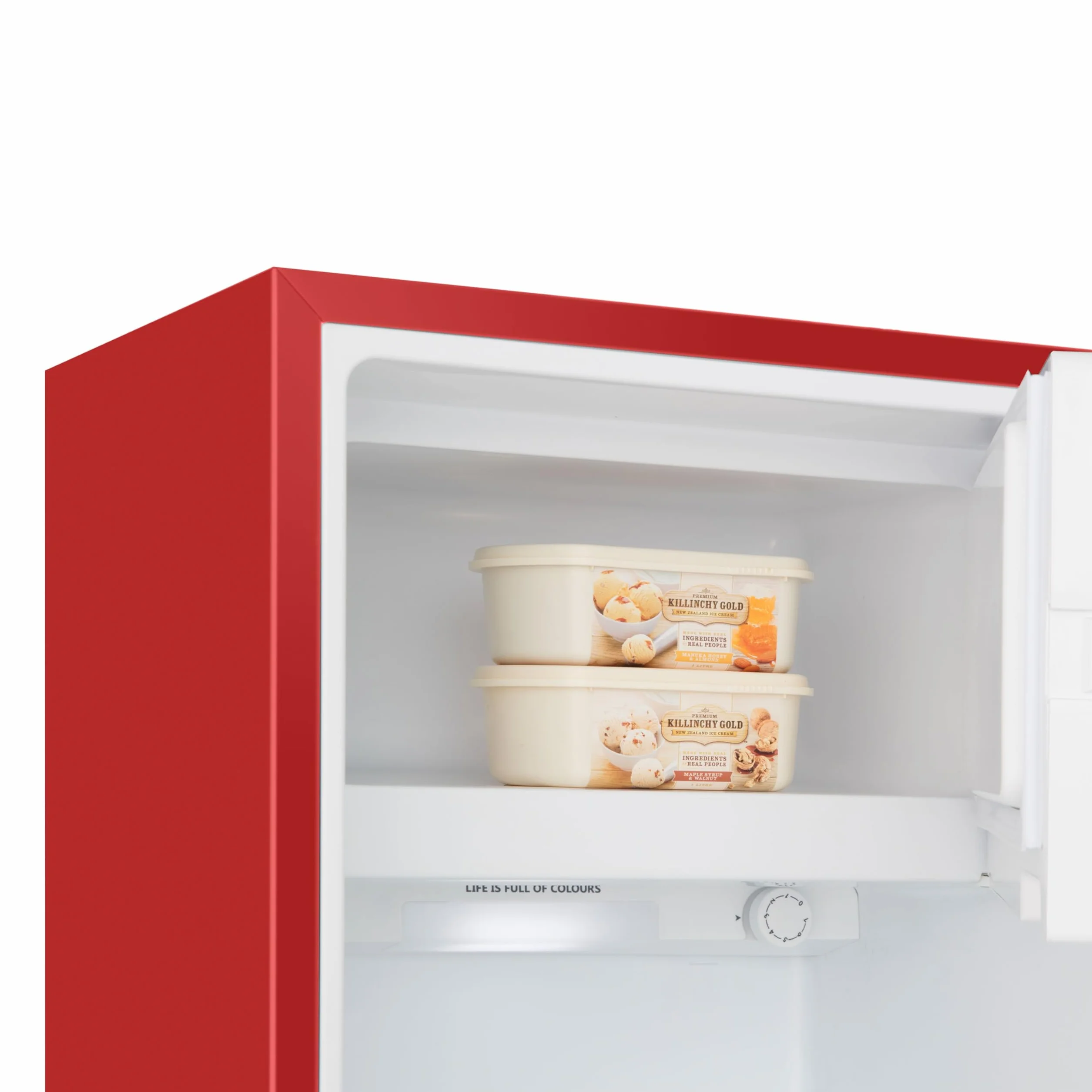 Hisense RR220D4BRE - Frigorífico Una Puerta, Congelador Freeze Zone, 165 L de capacidad, 128 cm alto, Class E, Botellero, Cycle Defrost (Cíclico), Cajón Frutas Y Verduras, Color Rojo