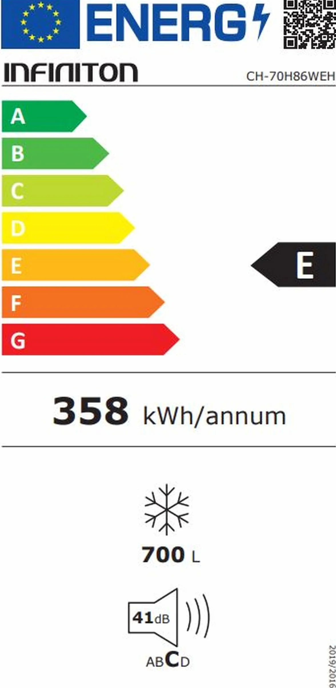 INFINITON Congelador Horizontal CH-70H86WEH, 700 Litros, 188 cm de Ancho, Inverter, FAST FREEZING, Cesto auxiliar de almacenamiento, E, Blanco
