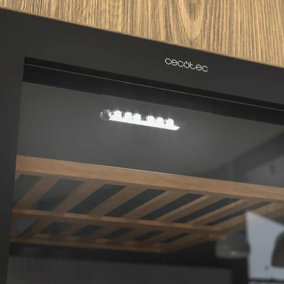 Cecotec Vinoteca de 77 Botellas Bolero GrandSommelier Duo 77000 Black. 193 L, Sistema Compresor de Enfriamiento, Display, Control Táctil, Temperatura Regulable y Luz LED Interior