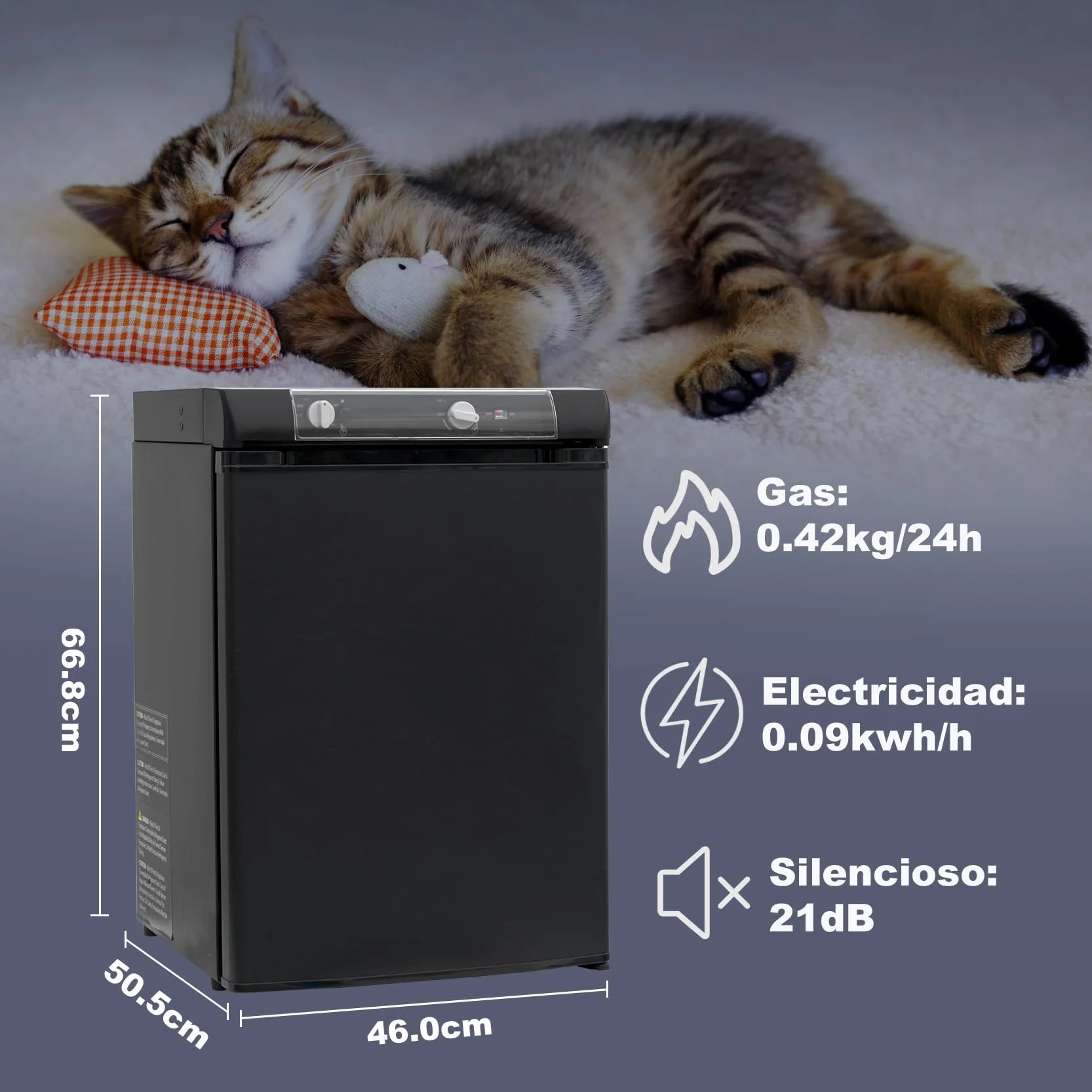 Nevera Trivalente 40L, Nevera de Gas Butano 12V 220V Gas, Nevera a Gas Butano para Camper, Camping, Camion, Furgoneta, Silencioso, Negro