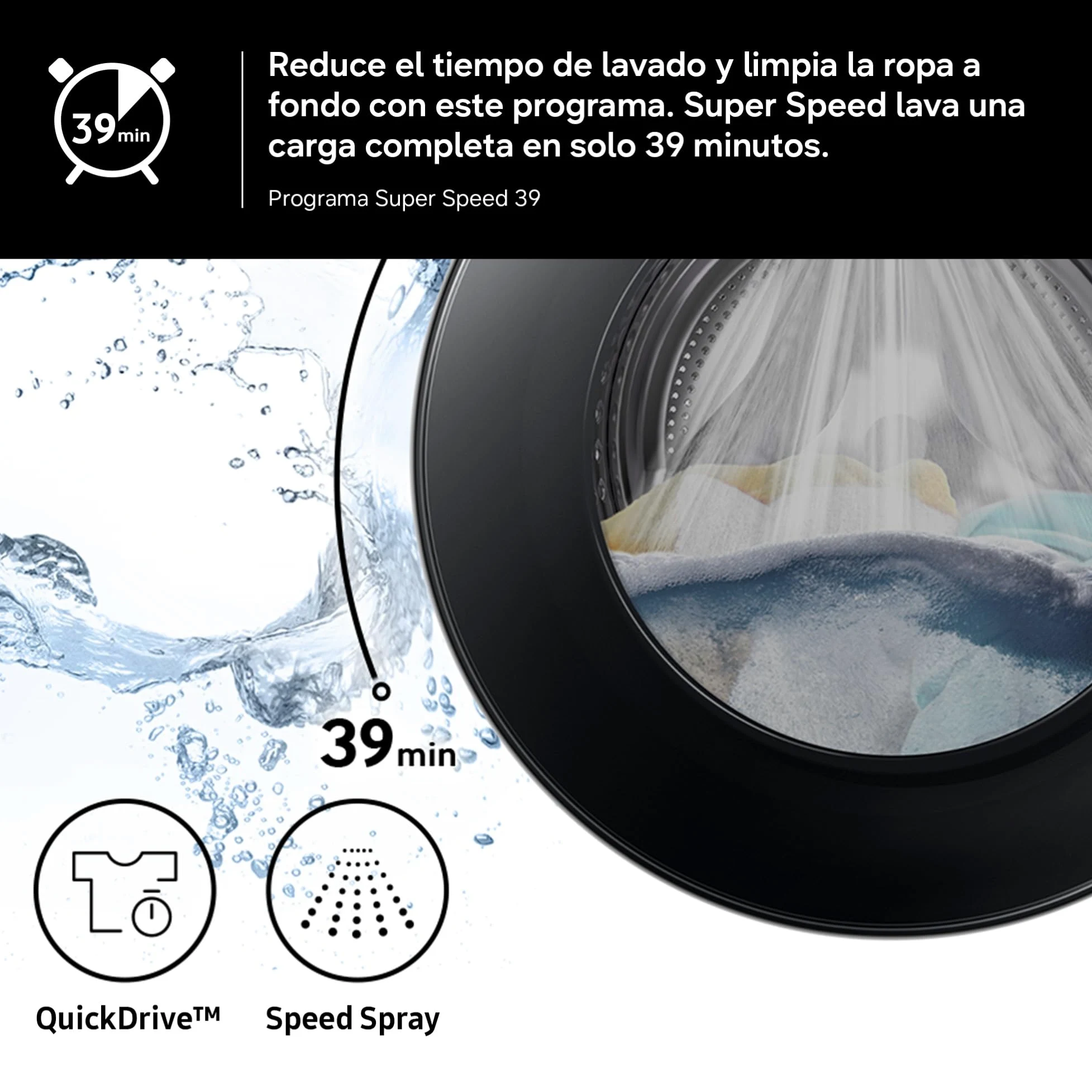 Samsung Lavadora Carga Frontal 9Kg Clase A-10% WW90DG6U85HHU3 | Autodosificación, Ahorra hasta un 70% de energía con inteligencia artificial, Tecnología AI EcoBubble, Programa Super Speed