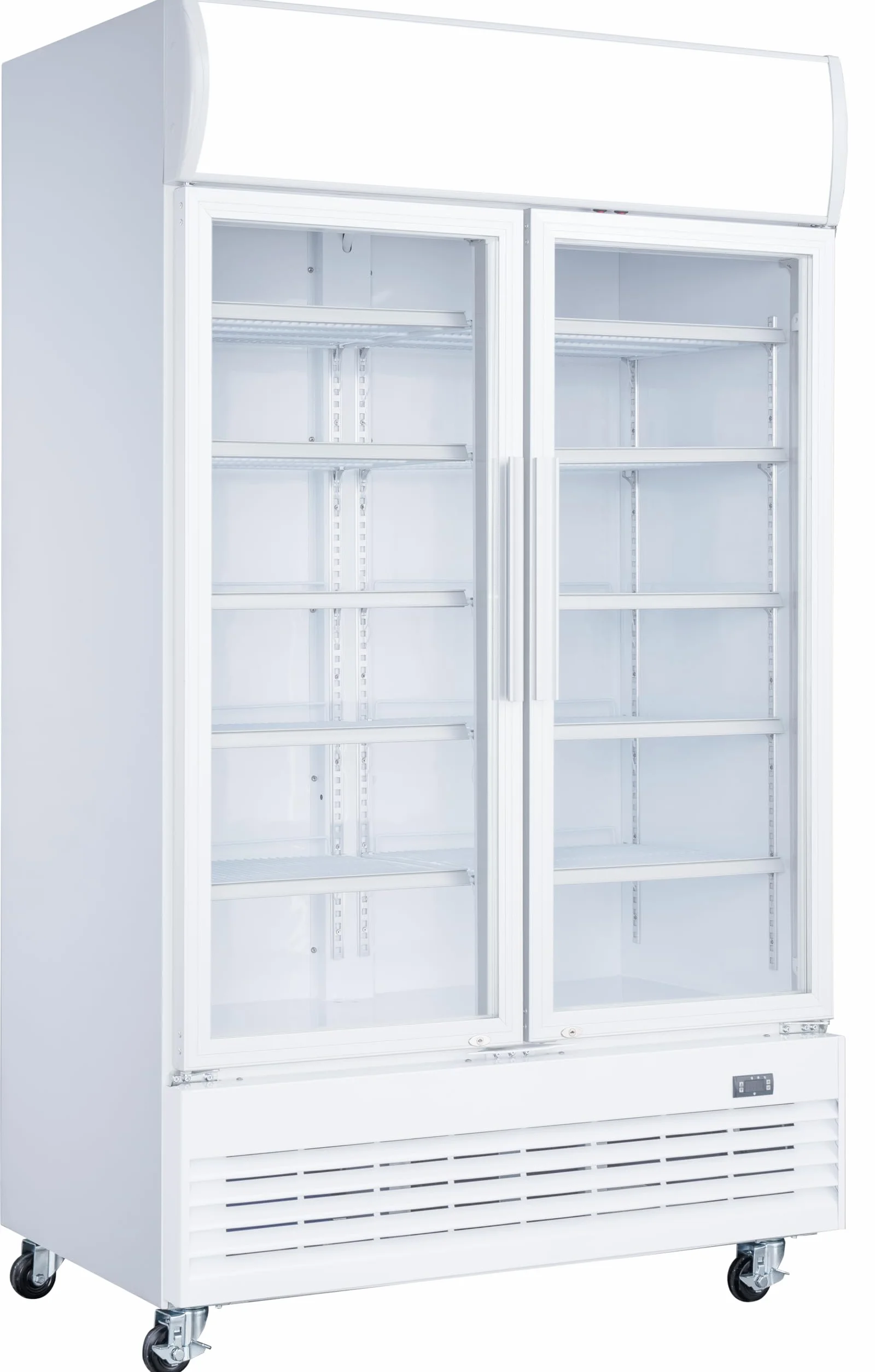 METRO Professional Frigorifico para Bebidas GSC2100, 930 L, 10 Estantes ajustables, Descongelación automática, Enfriamento ventilado, Iluminación LED interna, con Cerradura y Capota, 4 Ruedas, blanco