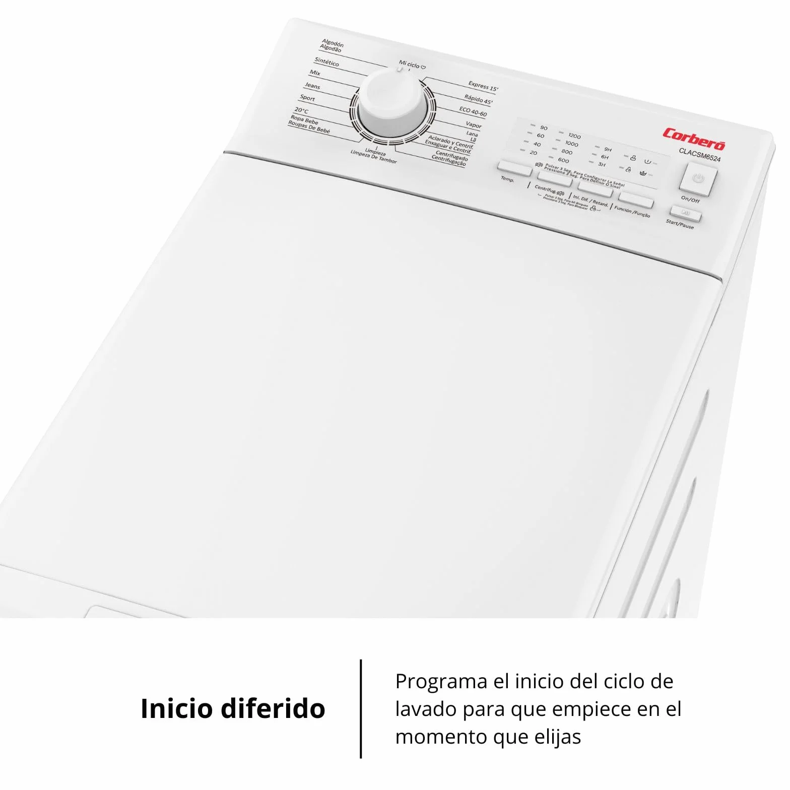 Corberó Lavadora Carga Superior 6.5kg 1200 RPM 16 Programas Función Vapor ECO Blanco