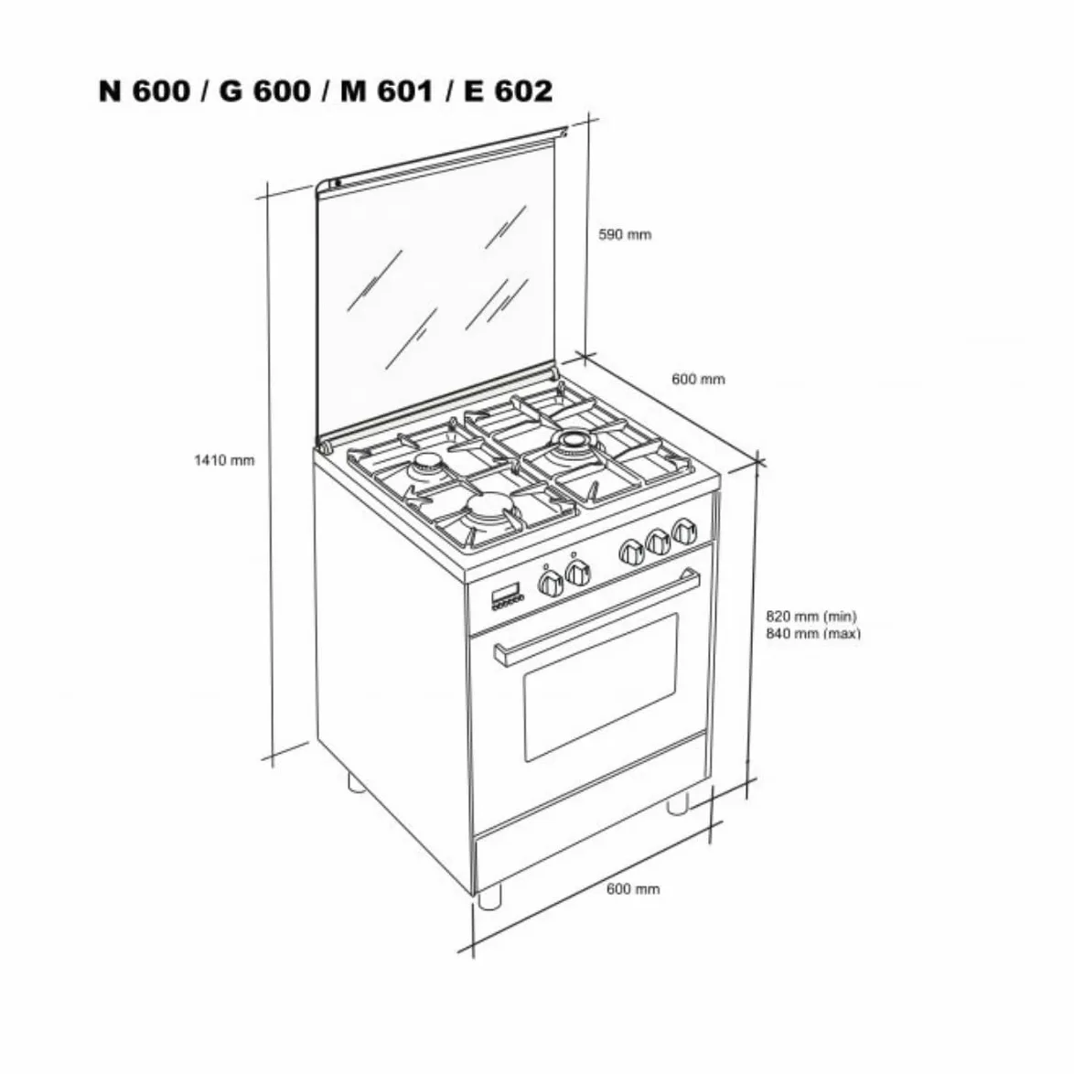 Hornillo de gas Meireles E-602-X 55L 4 fuegos gris
