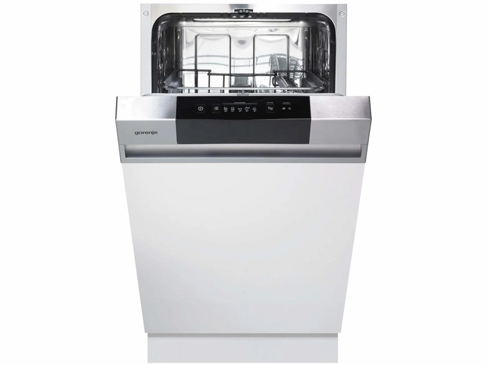 Gorenje GI 520 E15X - Lavavajillas semintegrable / 45 cm / 9 plaquetas a medida / 5 programas/programa de limpieza de 1 h/cesta superior regulable en altura/protección completa contra desbordamiento