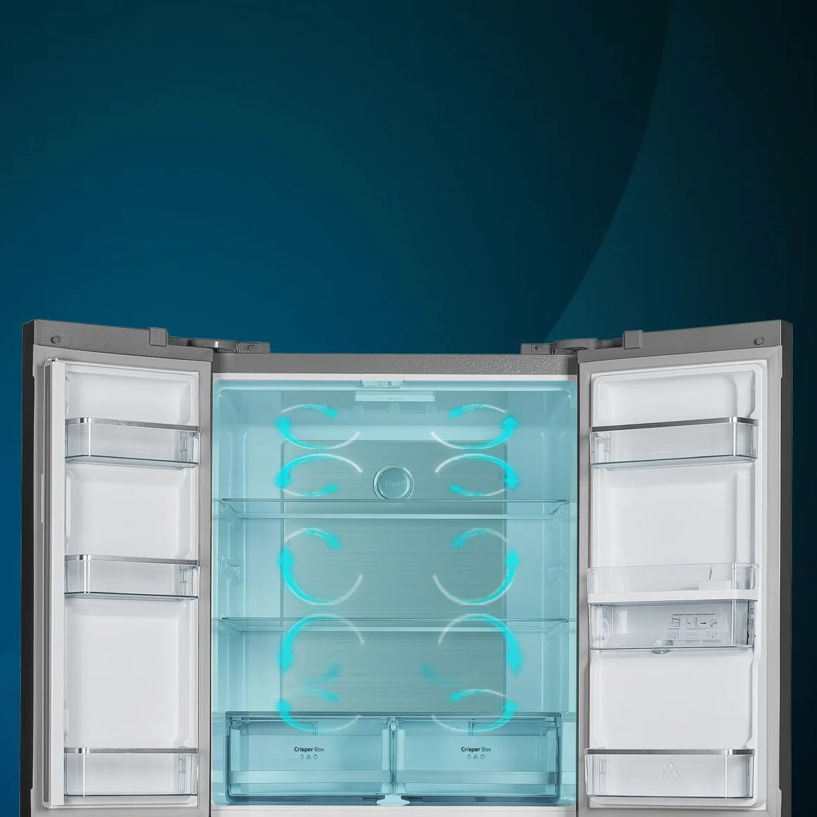 Cecotec Frigorífico Puerta Francesa Inox con Dispensador de Agua de 506L Bolero CoolMarket FD 510 WD Inox E. 183 cm de Alto, 84 cm de Ancho, Motor Inverter Plus, Bajo Consumo, Total NoFrost