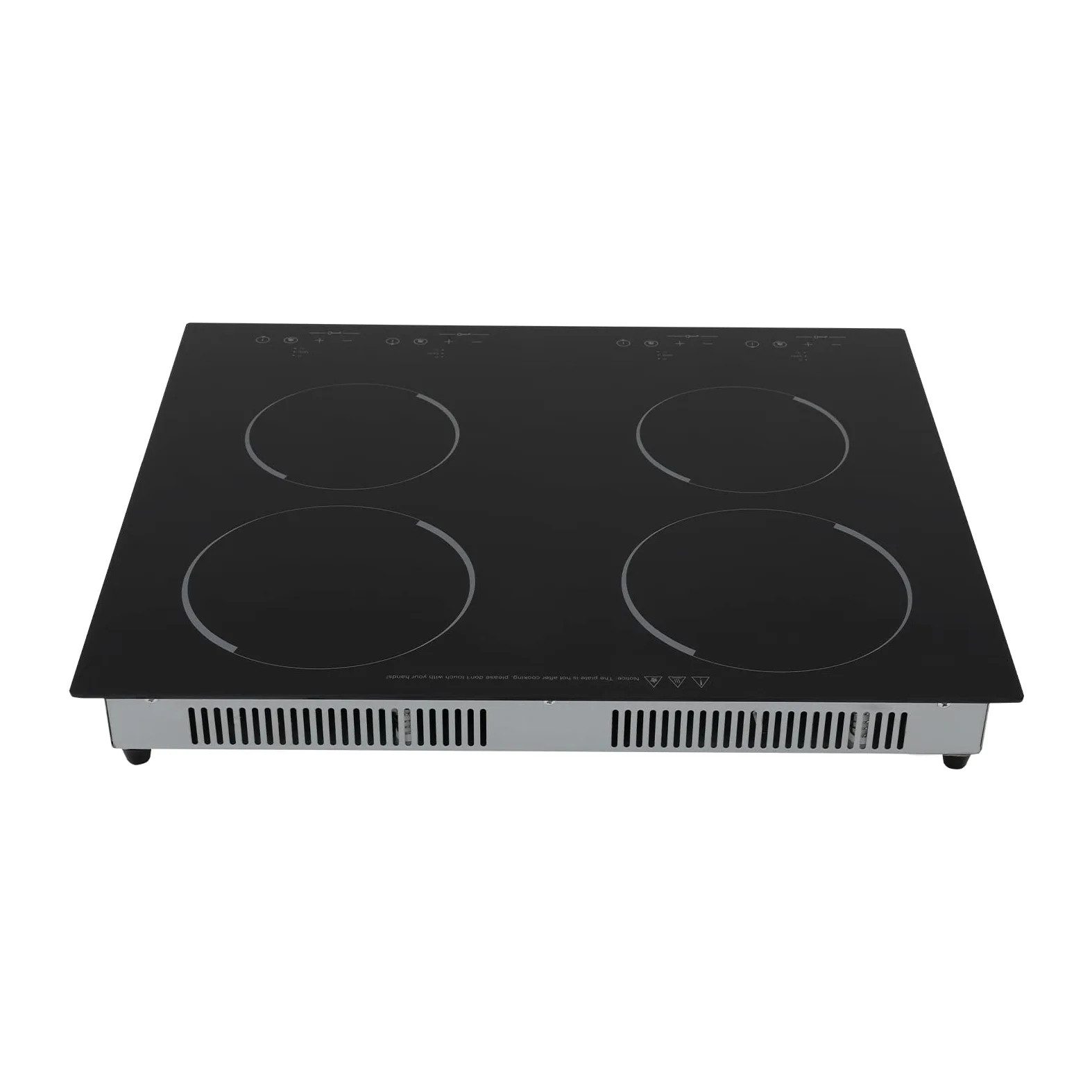 Placa vitrocerámica de 4 zonas, 6000 W, 60 cm de inducción, con sensor táctil de control, placa de cocción empotrable, sin marco, para teteras, ollas de aluminio, ollas de cristal, etc.