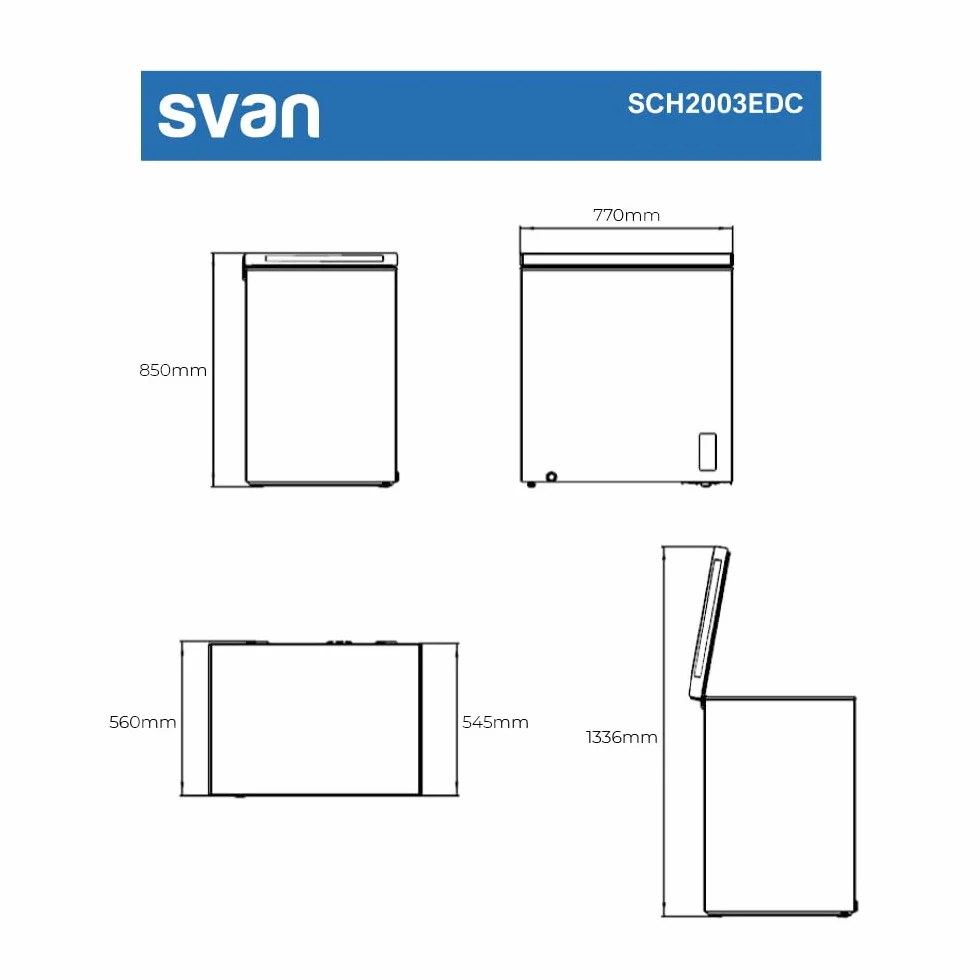 Svan Congelador Horizontal Blanco SCH2003EDC. Capacidad 198 Litros, Dual Cooling, 1 Cesta, Bajo Nivel Sonoro, Eficiencia Energética Clase E