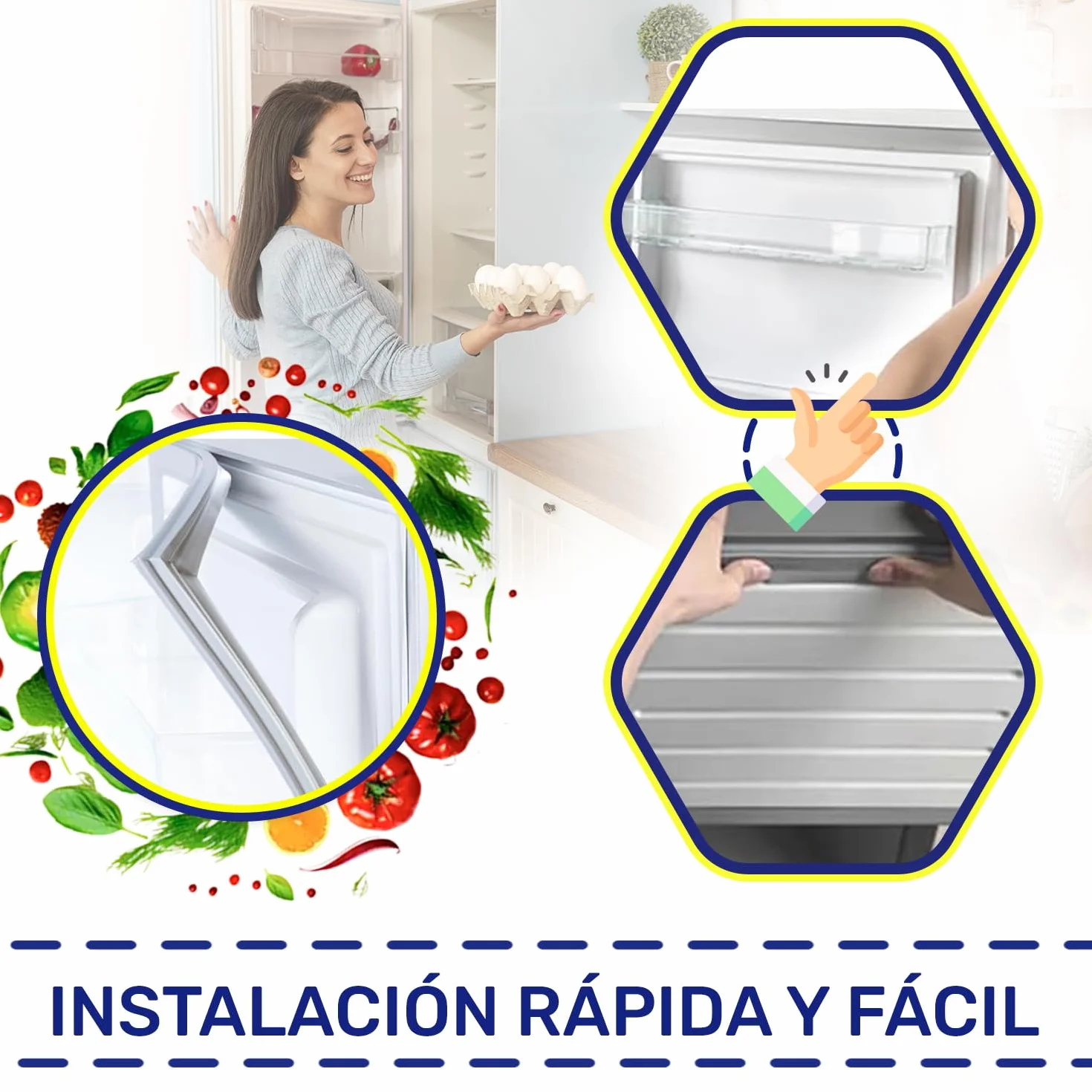 Goma Nevera Universal 2000 x 1000 mm con 2 Esquinas de Unión Incluidas - Junta Puerta Frigorifico con Inserto Magnético - MONTERAL