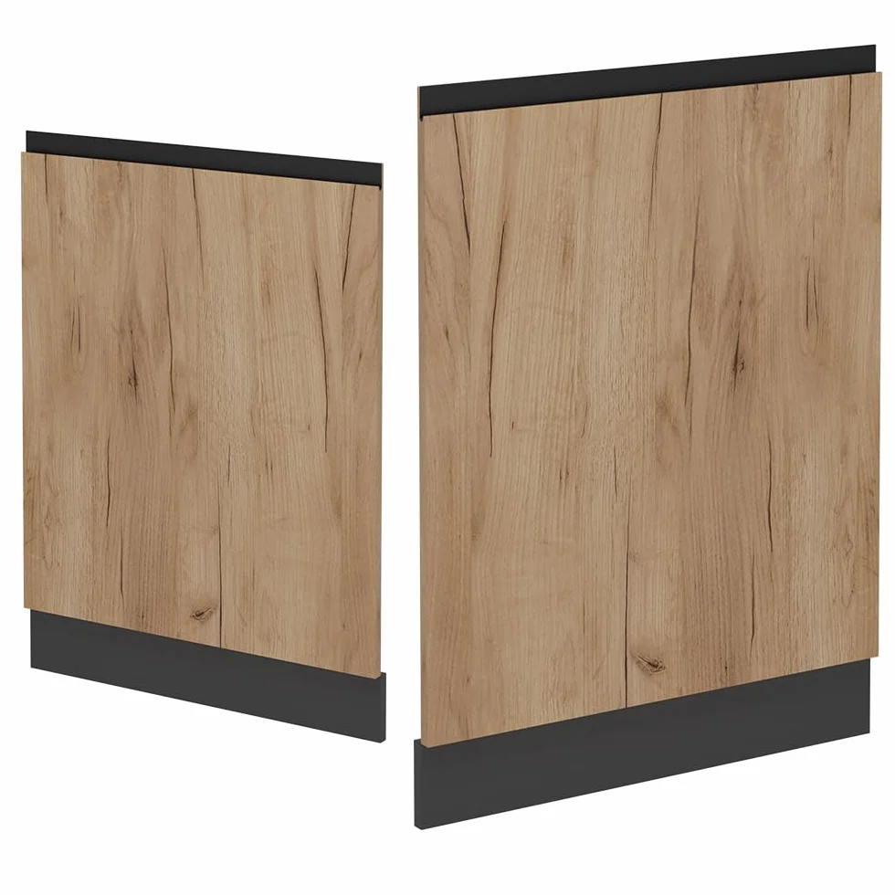 Vicco Panel Frontal del lavavajillas R-Line, Roble Dorado, 60 cm J-Shape sin encimera, para combinación Libre Dentro de Sistemas de Cocina modulares