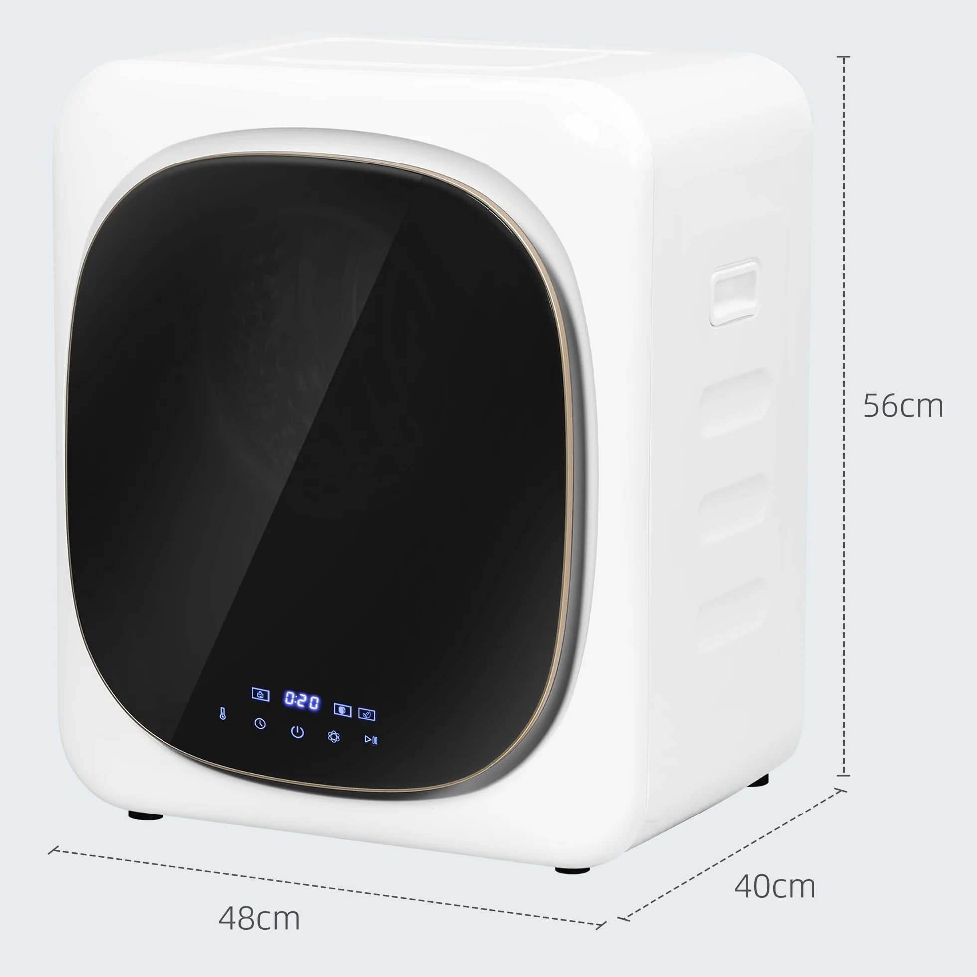 HOMCOM Secadora de extracción de aire 4 kg con desinfección, desodorización, modo inteligente, secadora con bandeja de acero inoxidable, de carga frontal, para piso, casa, mobil home, blanco