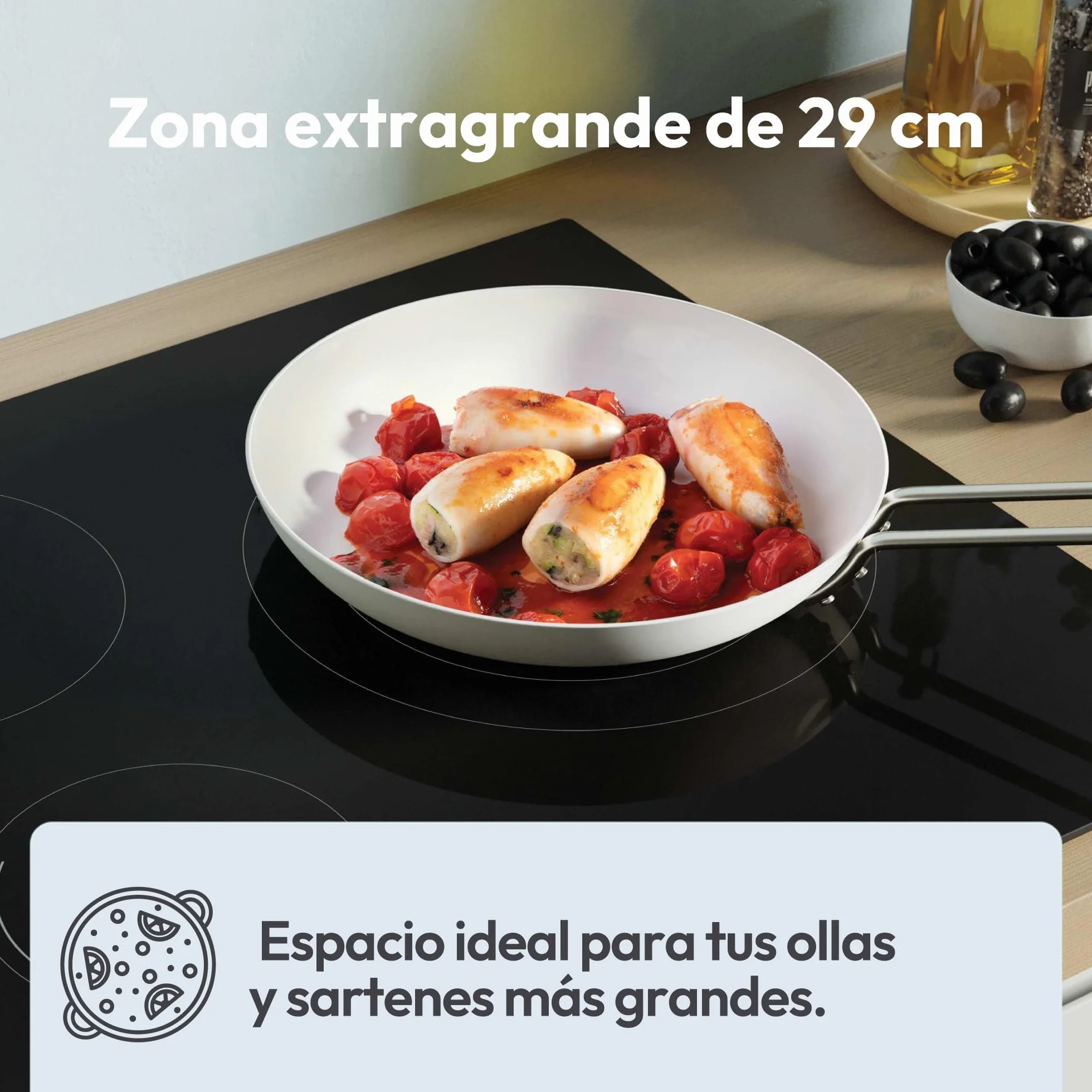 Candy CI633C/E14U, Placa Inducción, 3 Zonas, 60CM, 9 Niveles de Potencia y Booster, 7,2KW, Mandos Centrales, Indicador de Calor, Bloqueo de Seguridad, Alerta Sobrecalentamiento y Derrames, Negro