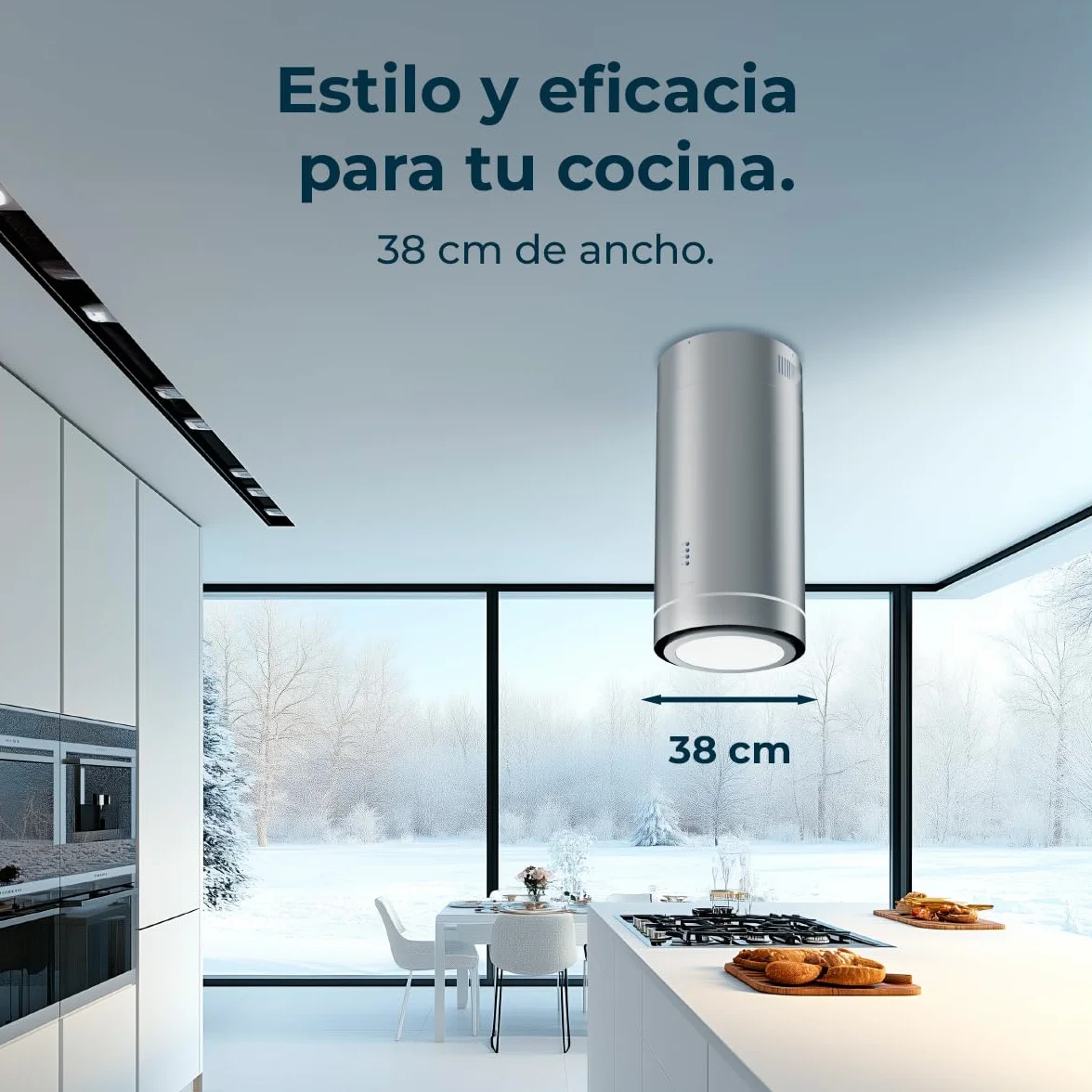 Cecotec Campana Extractora 38cm Isla Redonda Bolero Flux Ire 388000 Inox A++ 800M3/H 210W