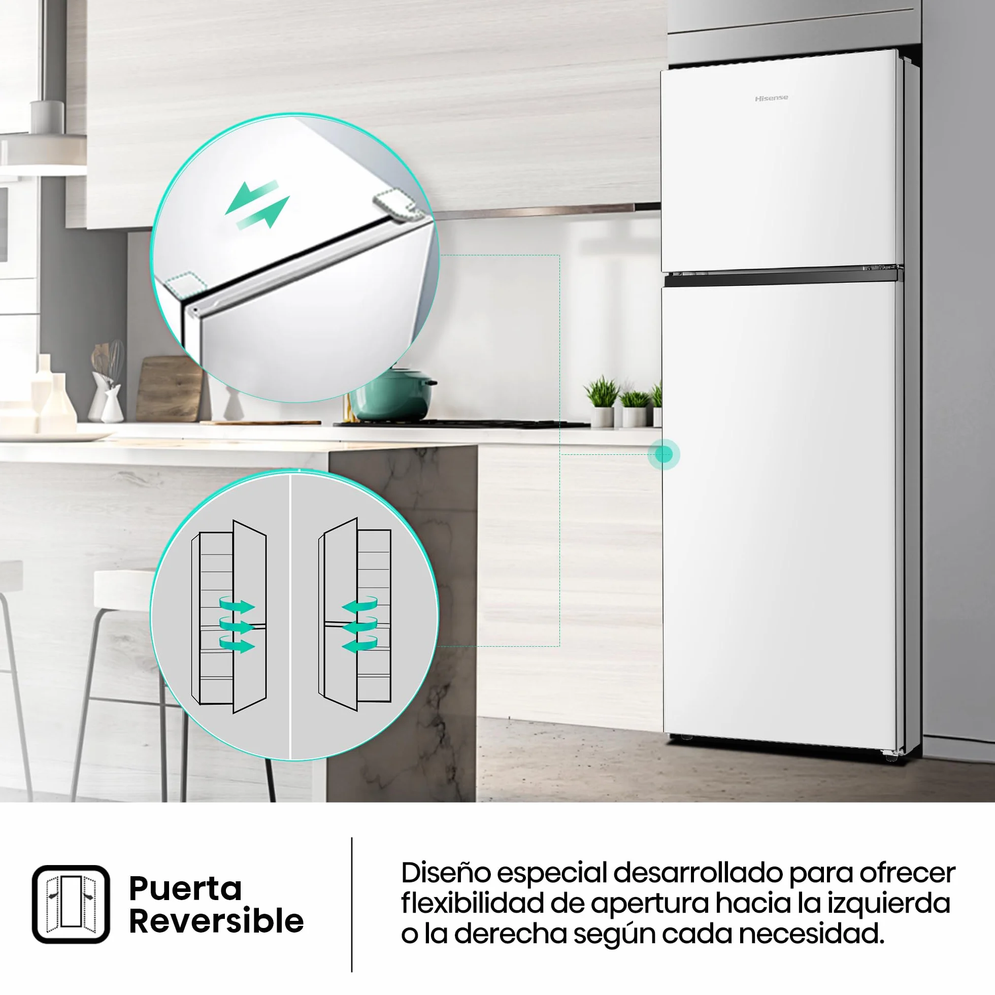 Hisense RT327N4AWE Frigorífico 2 Puertas Total No Frost 249L 168cm Multi Airflow Puerta Reversible Iluminación LED Blanco
