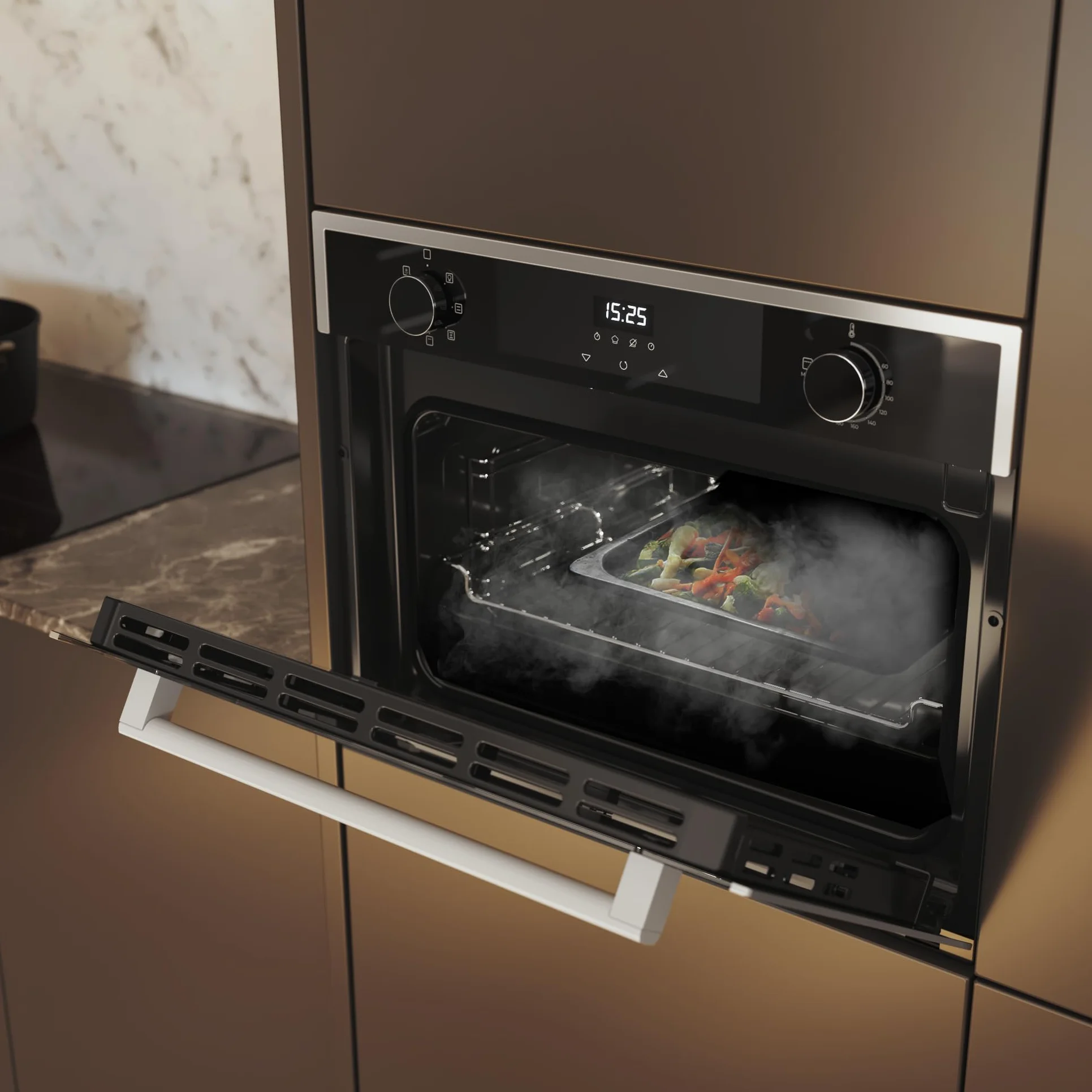 Cecotec Horno Integrable 45cm Alto Multifunción Bolero Hexa M224500 Edge A 2600W 53L 7 Funciones Grill Convección Vapor