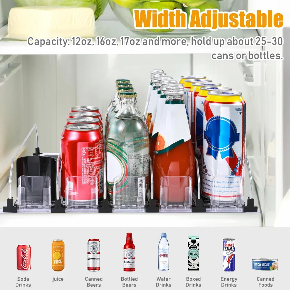 Automático Dispensador Latas Nevera Organizador Latas Frigorífico Refrigerador Cocina Despensa Almacenamiento 25 latas de tamaño estándar de Cerveza Soda Refrescos Bebidas