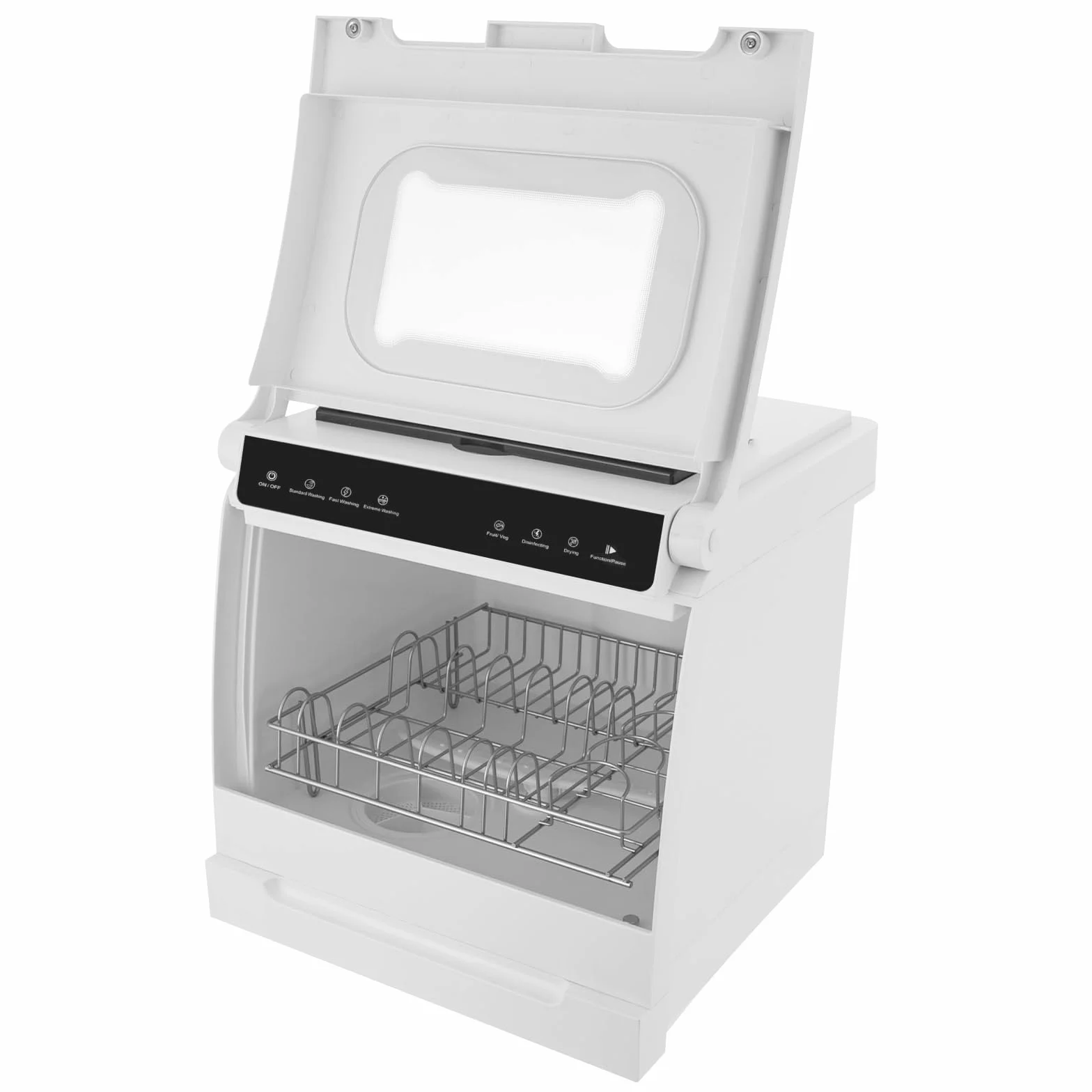 Lavavajillas portátil de encimera, lavavajillas de mesa con cuatro modos de lavado, lavado estándar, lavado rápido, lavado extremo y frutas y verduras,360° doble vaporización, mini