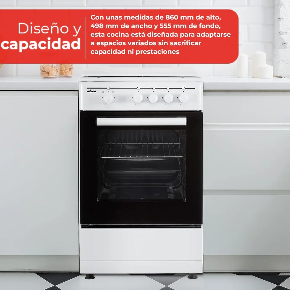 Nilson Cocina Gas Butano 4 Zonas Horno 43 L Blanco NKG4500TM