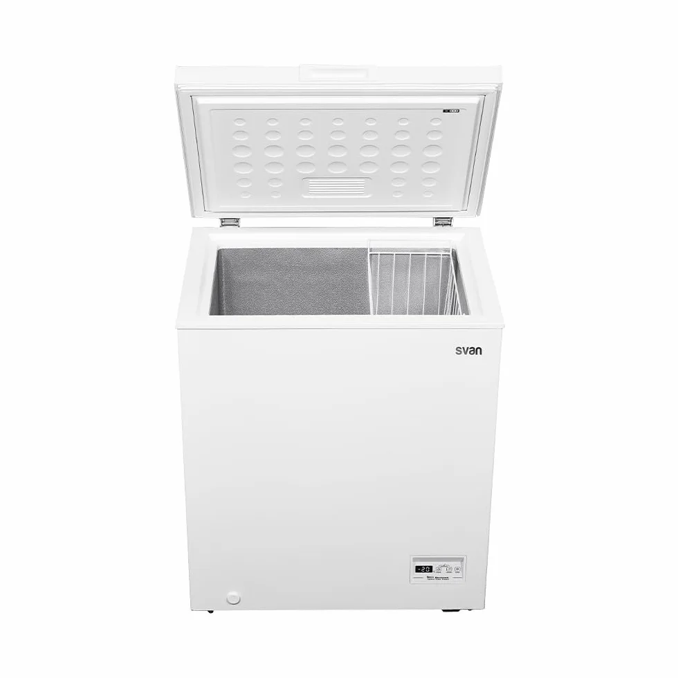 Svan Congelador horizontal Blanco SCH1500FDC. Capacidad 142 Litros, Dual Cooling, 1 Cesta, Bajo nivel Sonoro, Eficiencia Energética Clase F