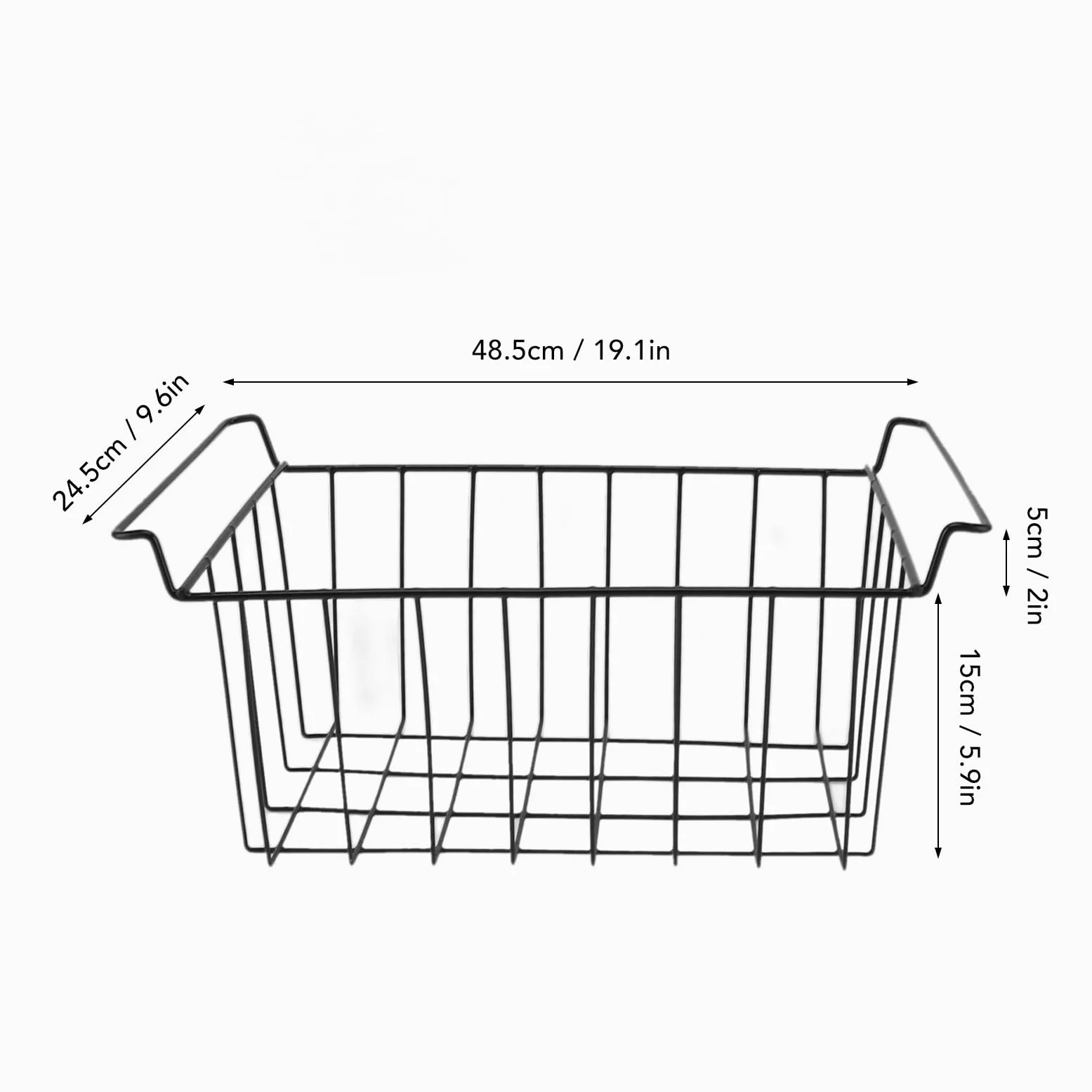 TOPINCN 2 Uds Cesta de Almacenamiento de Alambre para Congelador, Caja Organizadora, Estante, Soporte para Cesta de Congelador para Nevera, Cesta de Comestibles, (Largo 48,5 cm x Ancho